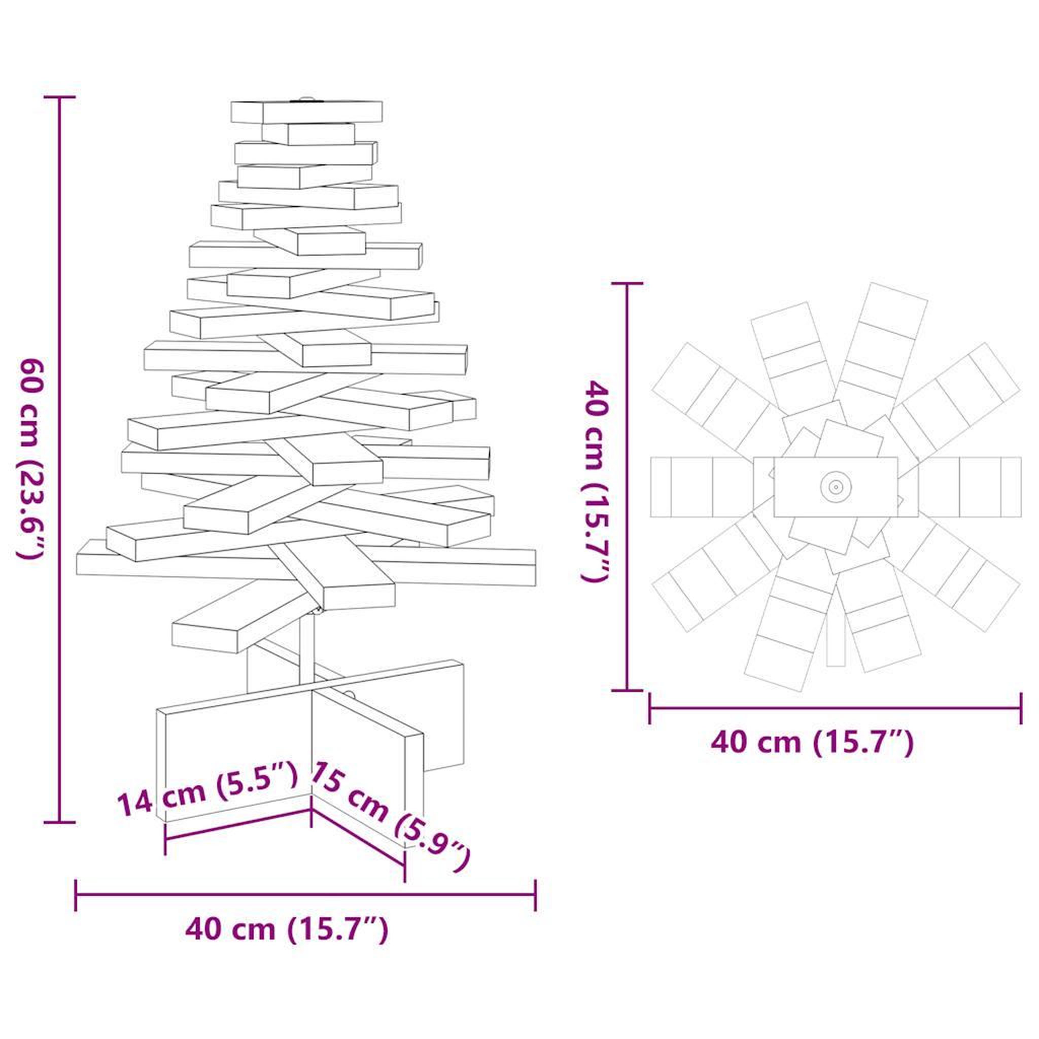 Voir la diapositive 6 : VIDAXL Arbre de Noël en bois pour decoration blanc 60 cm pin massif
