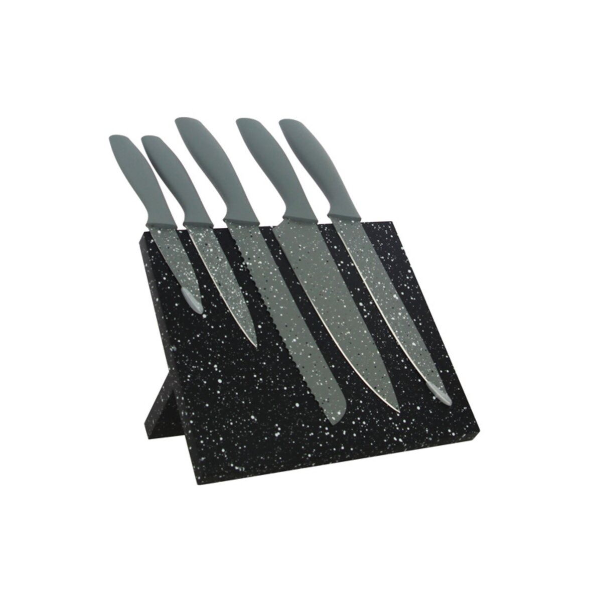 Support magnétique effet marbre avec 5 couteaux inox