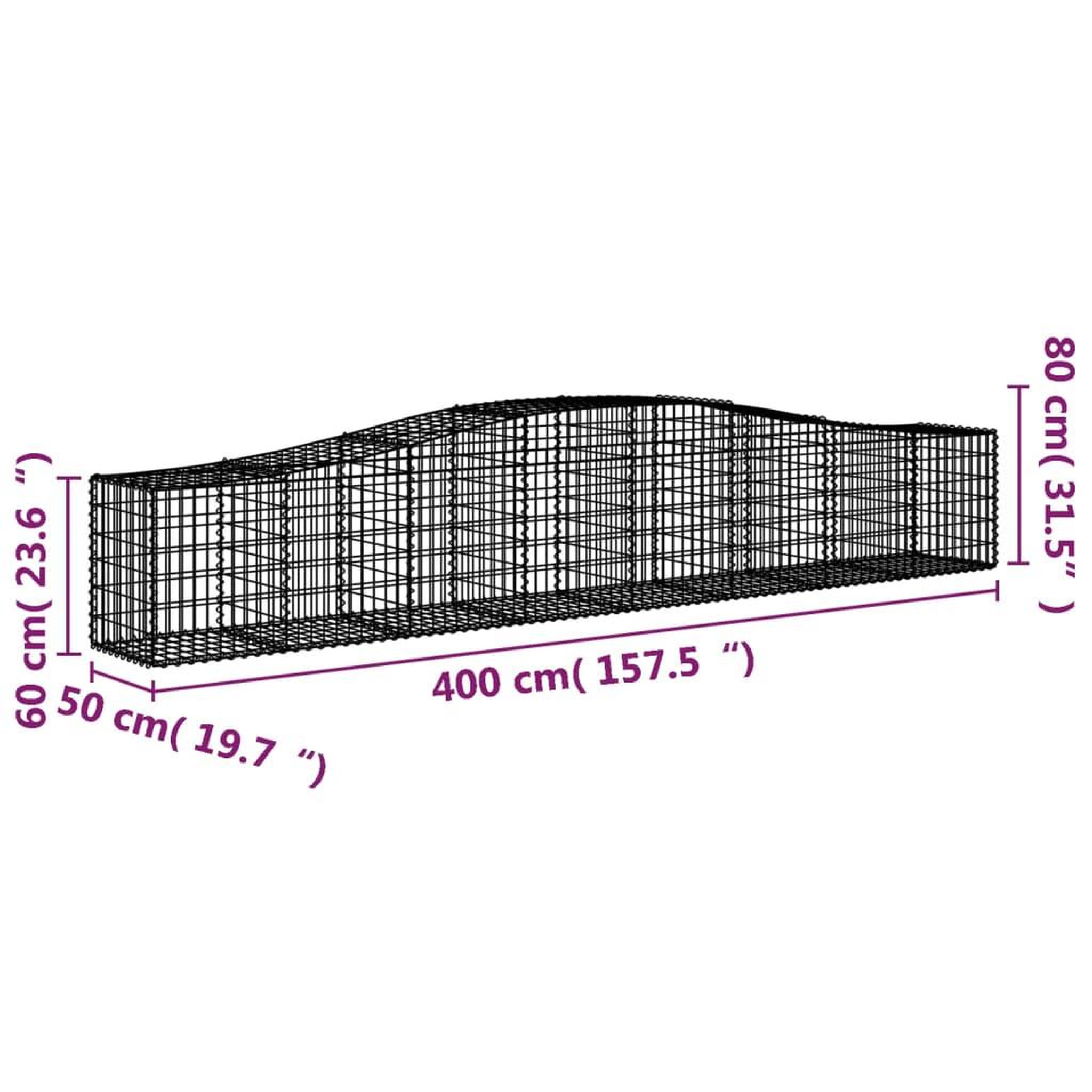 Voir la diapositive 6 : VIDAXL Paniers a gabions arques 25 pcs 400x50x60/80 cm Fer galvanise