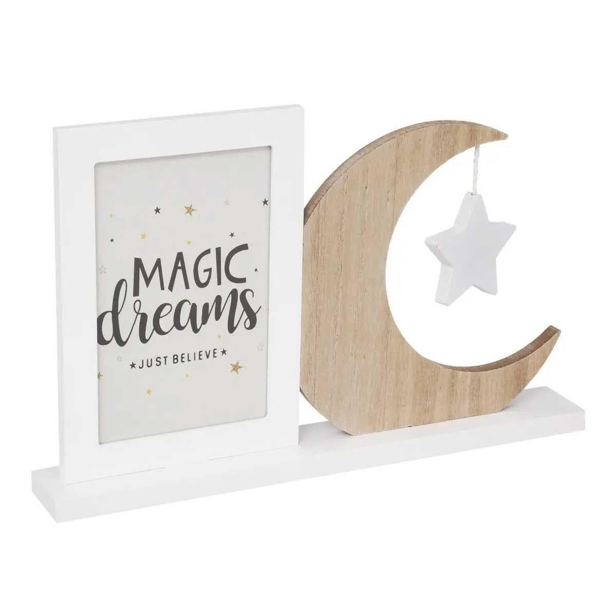 Voir la diapositive 1 : Atmosphera Kids Cadre photo enfant  lune  10x15cm blanc & beige