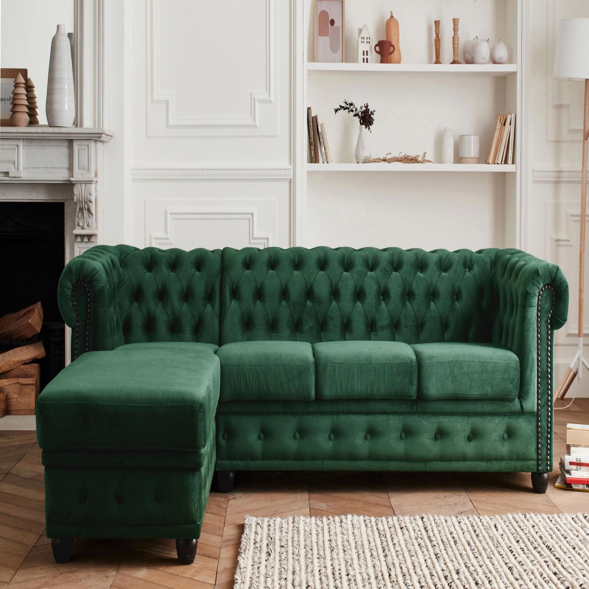 Voir la diapositive 2 : LISA DESIGN William - canapé chesterfield d'angle gauche - 4 places - en velours