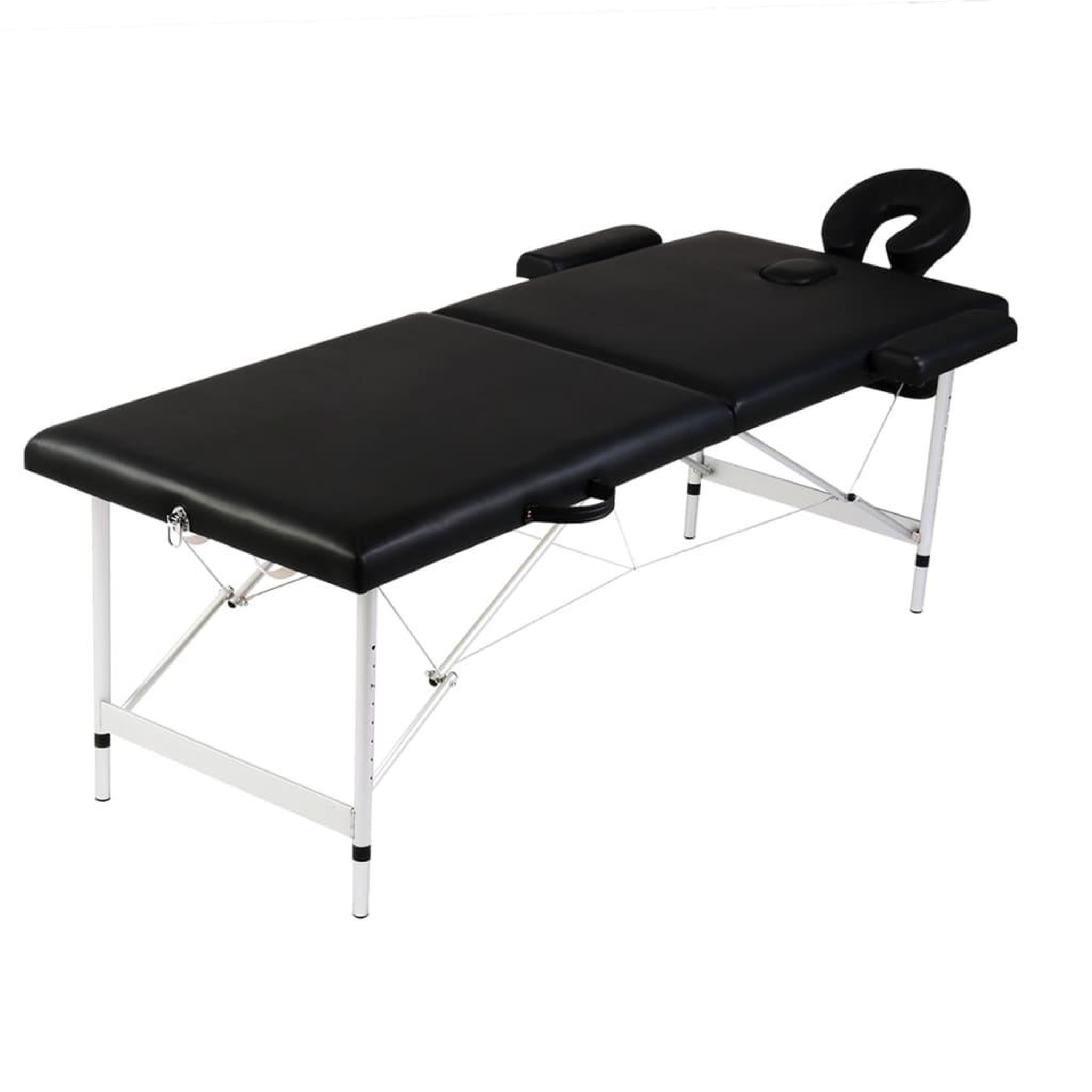 Voir la diapositive 1 : VIDAXL Table de massage pliable Noir 2 zones avec cadre en aluminium