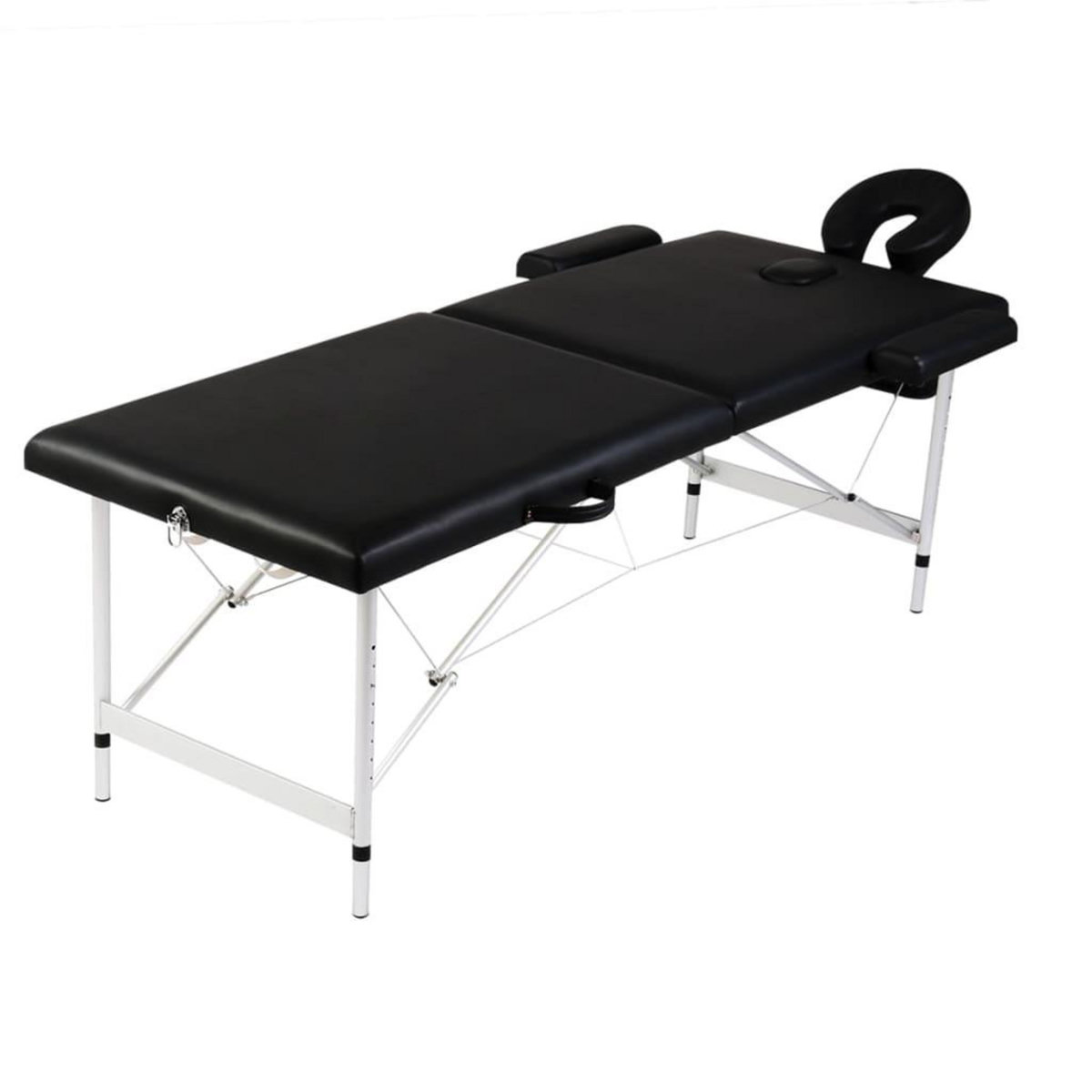 VIDAXL Table de massage pliable Noir 2 zones avec cadre en aluminium