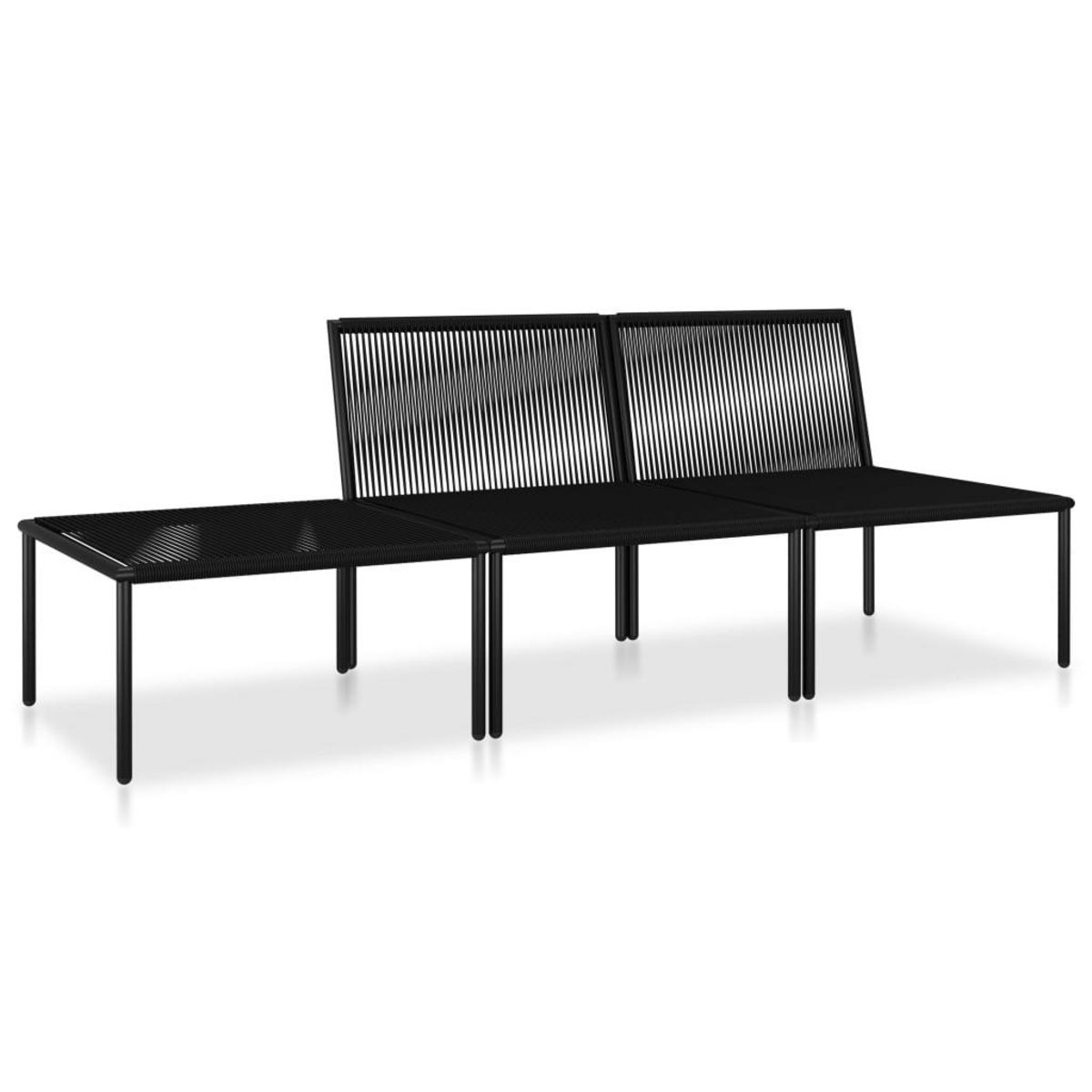 VIDAXL Salon de jardin 3 pcs avec coussins Noir PVC