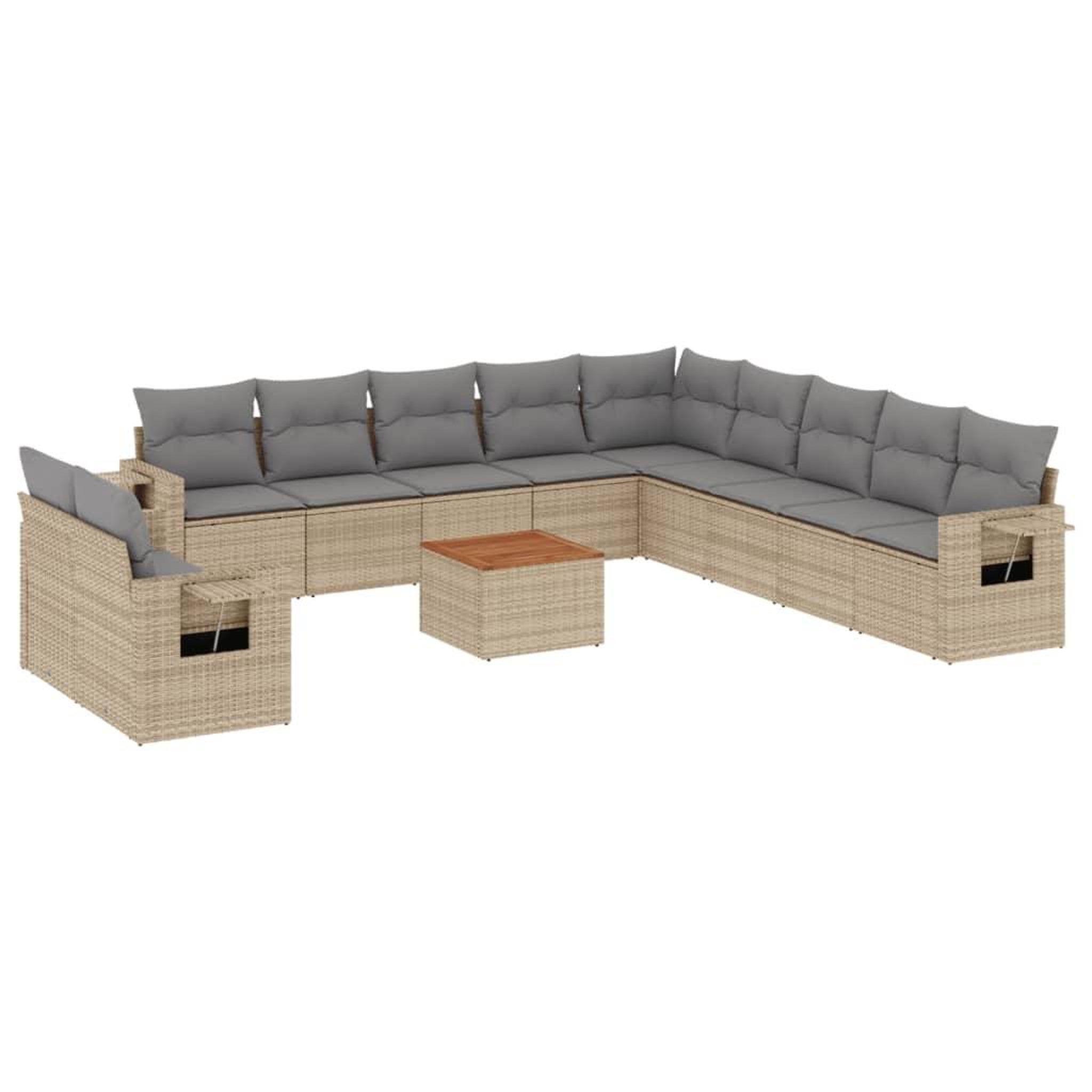 Voir la diapositive 2 : VIDAXL Salon de jardin avec coussins 12 pcs beige resine tressee