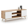Voir la diapositive 1 : KOBI Meuble TV Scandinave FOCUS 135 cm en Bois Blanc - Élégance et Fonctionnalité pour Votre Salon