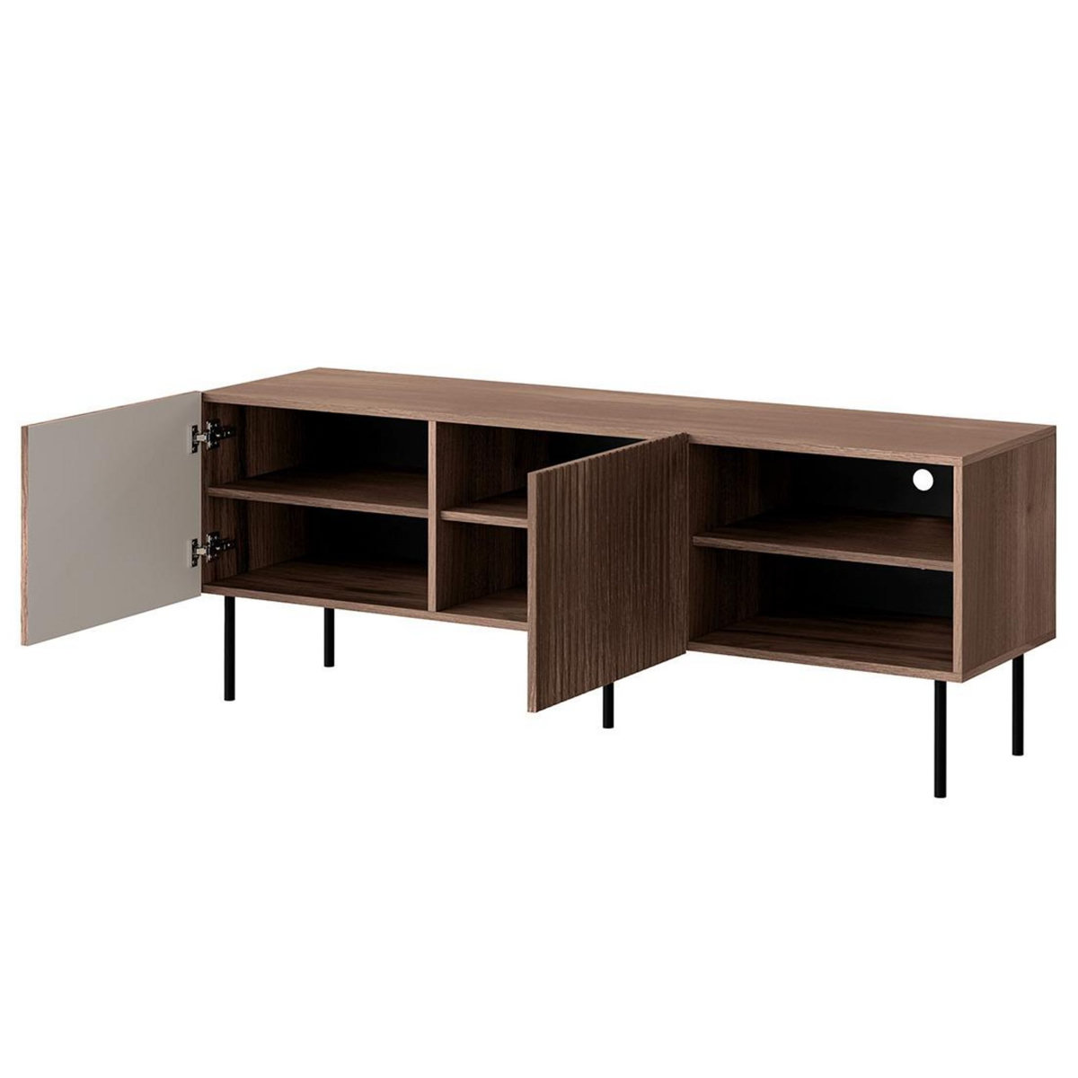 BEST MOBILIER Franco - meuble tv - effet bois - 2 portes et 2 niches - 150 cm