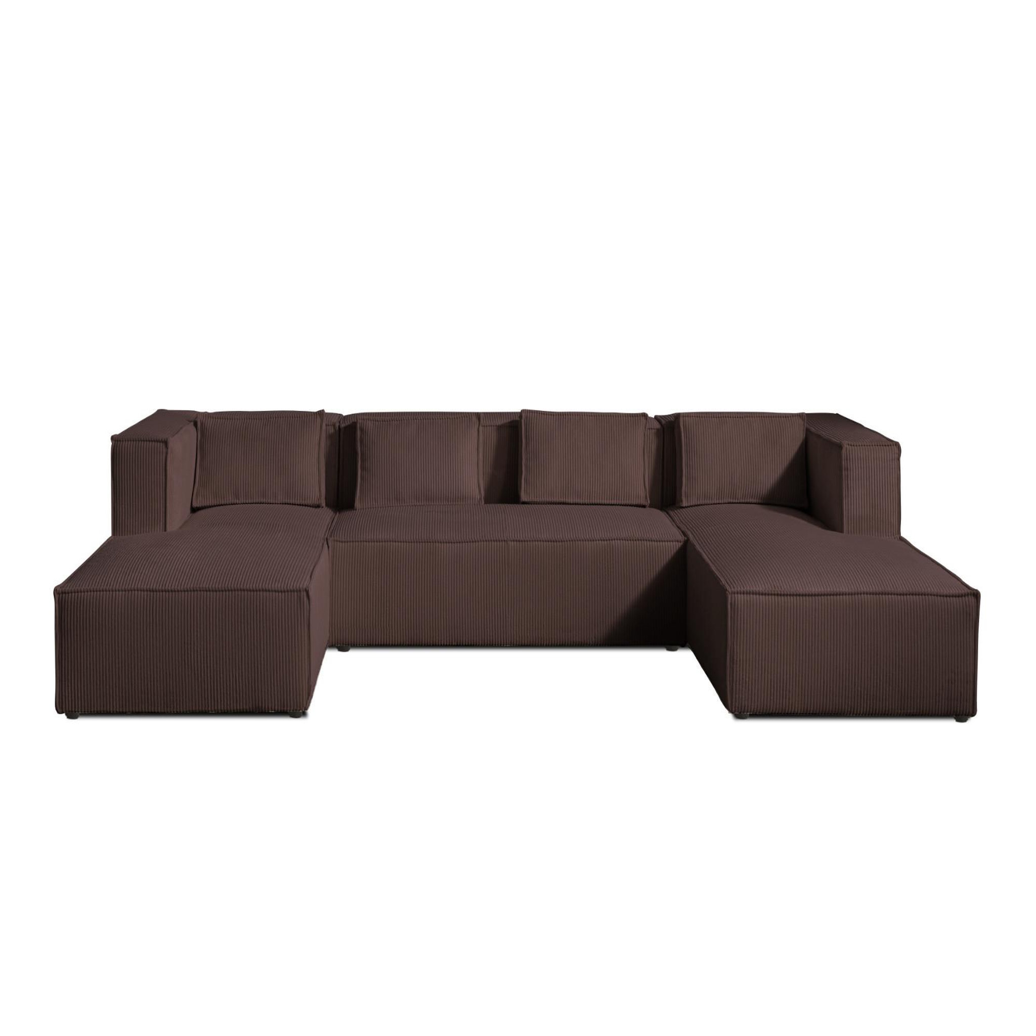 Voir la diapositive 5 : BEST MOBILIER Stella - canapé panoramique en u - 7 places - en velours côtelé