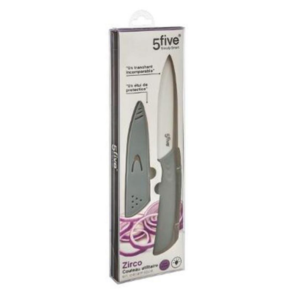 FIVE Couteau en Céramique  Zirco  24cm Gris