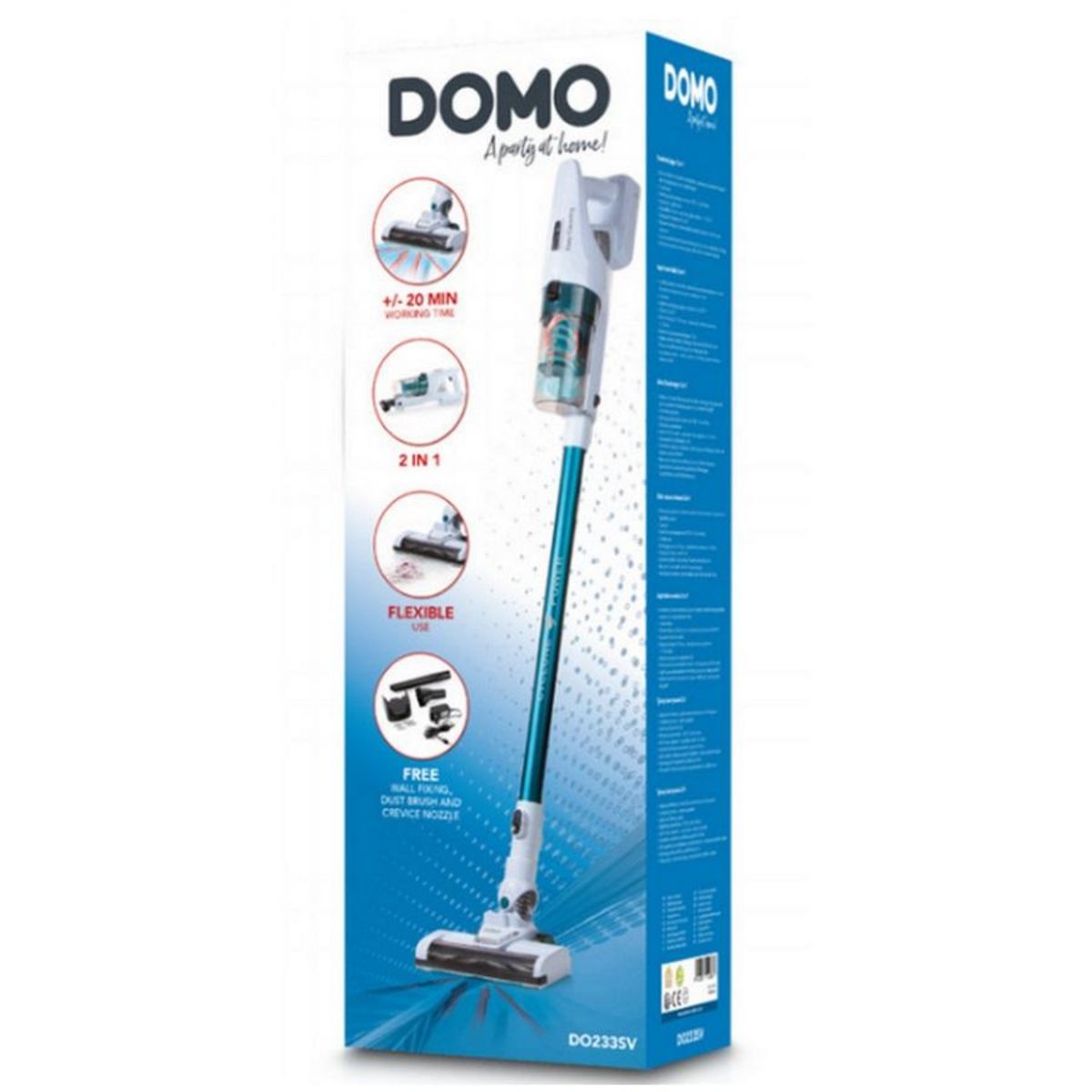 Domo Aspirateur balai 2en1 rechargeable 18.5v - do233sv