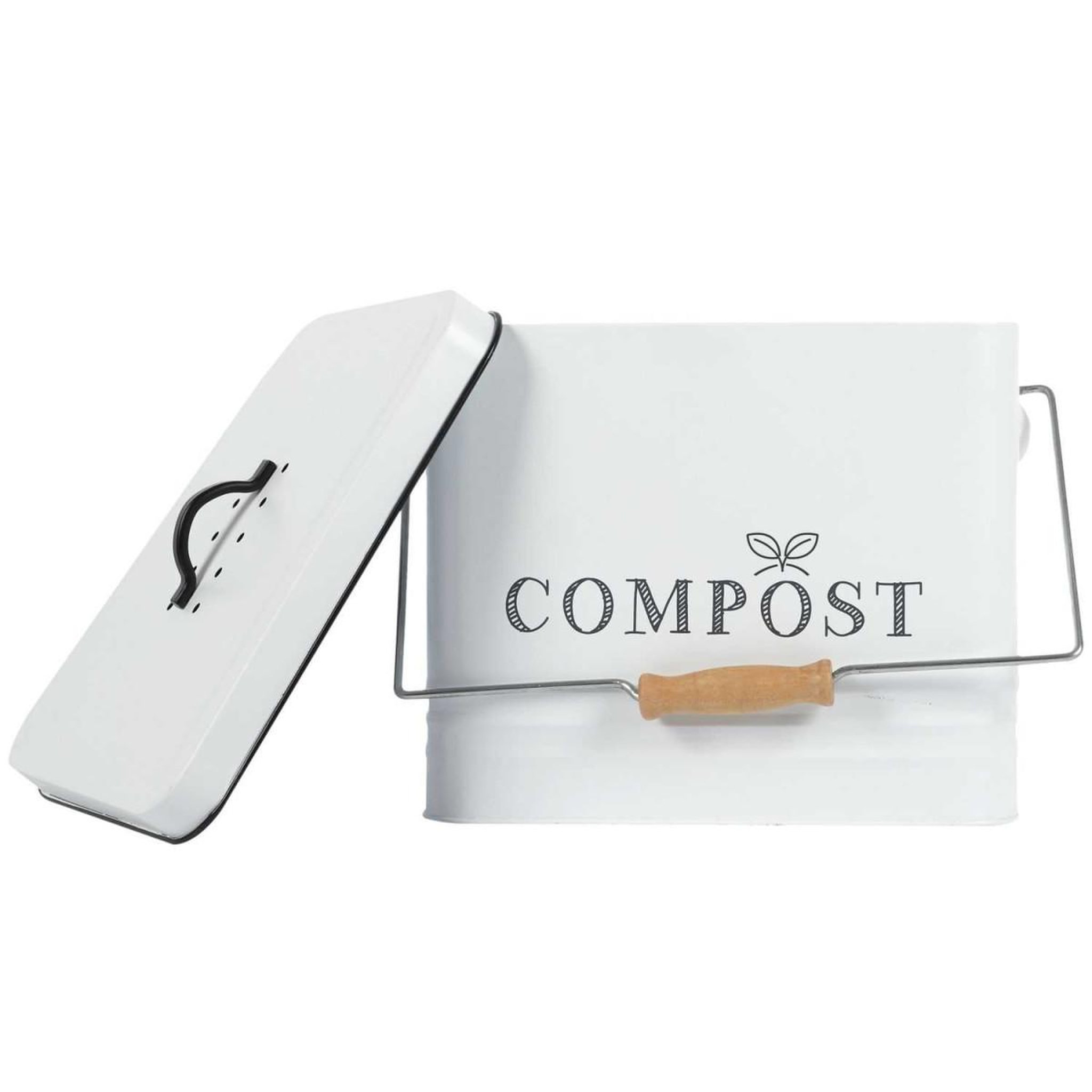 Voir la diapositive 3 : Je cherche une idee Poubelle en métal  compost  10l blanc