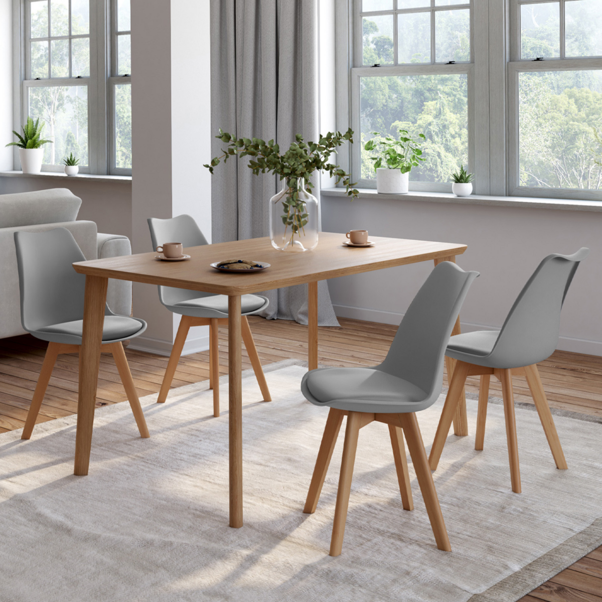 ID MARKET Lot de 4 chaises scandinaves SARA gris clair pour salle à manger