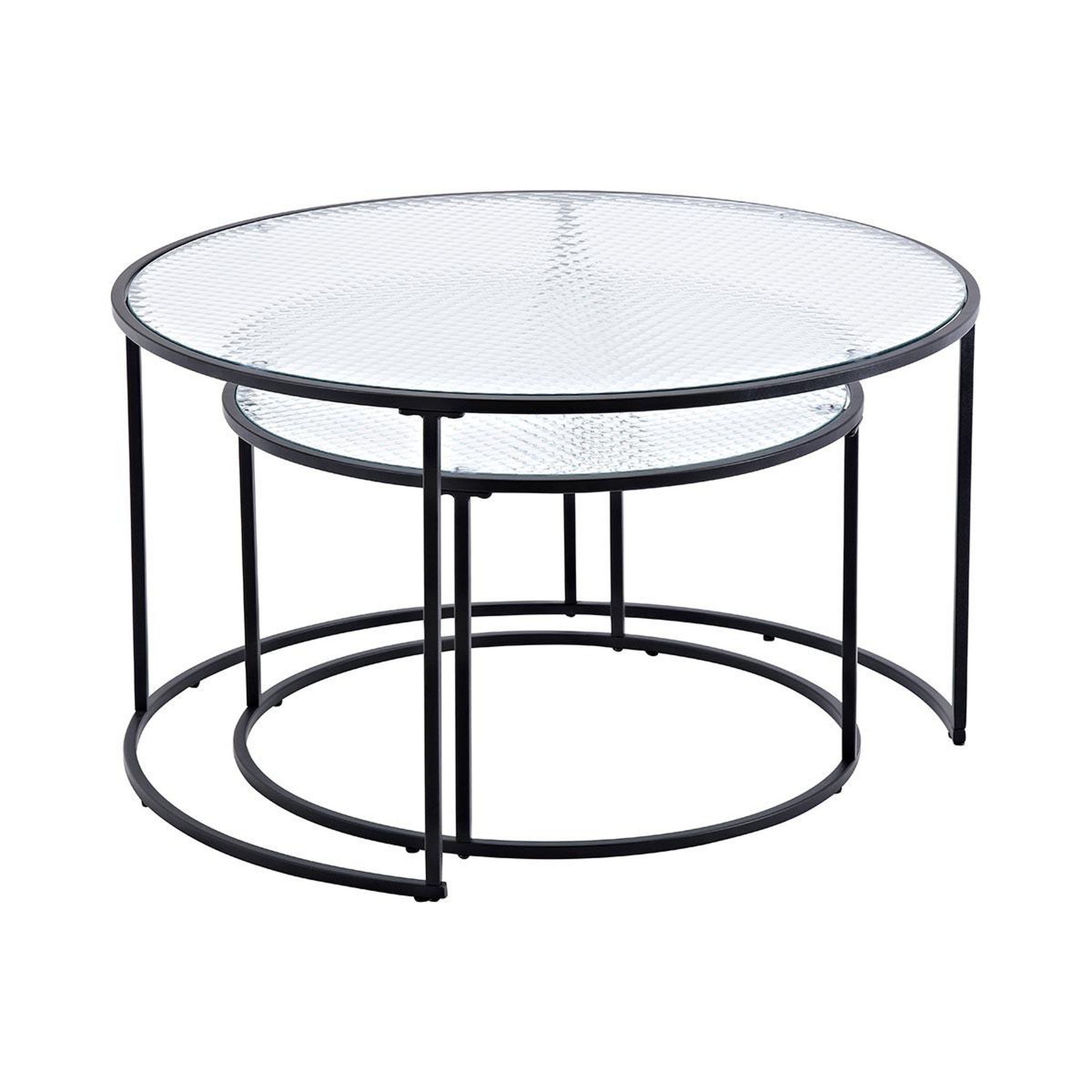 Voir la diapositive 2 : Paris Prix Lot de 2 tables basses gigognes en verre  twin  79cm noir