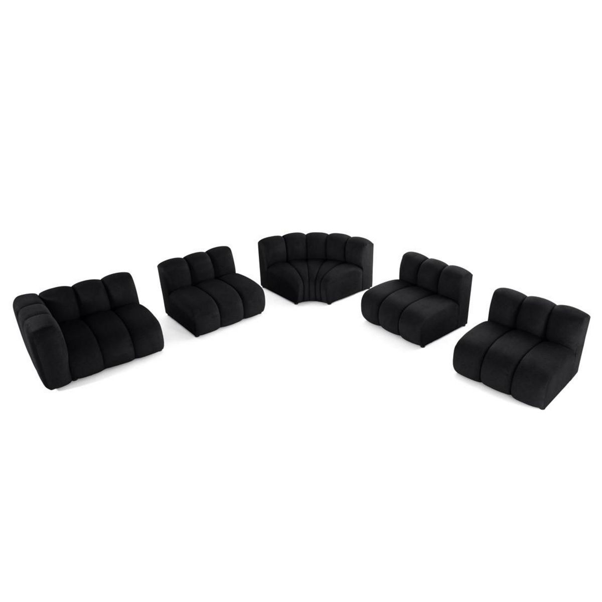 LISA DESIGN Debbie - canapé modulable d'angle droit 5 places en tissu texturé