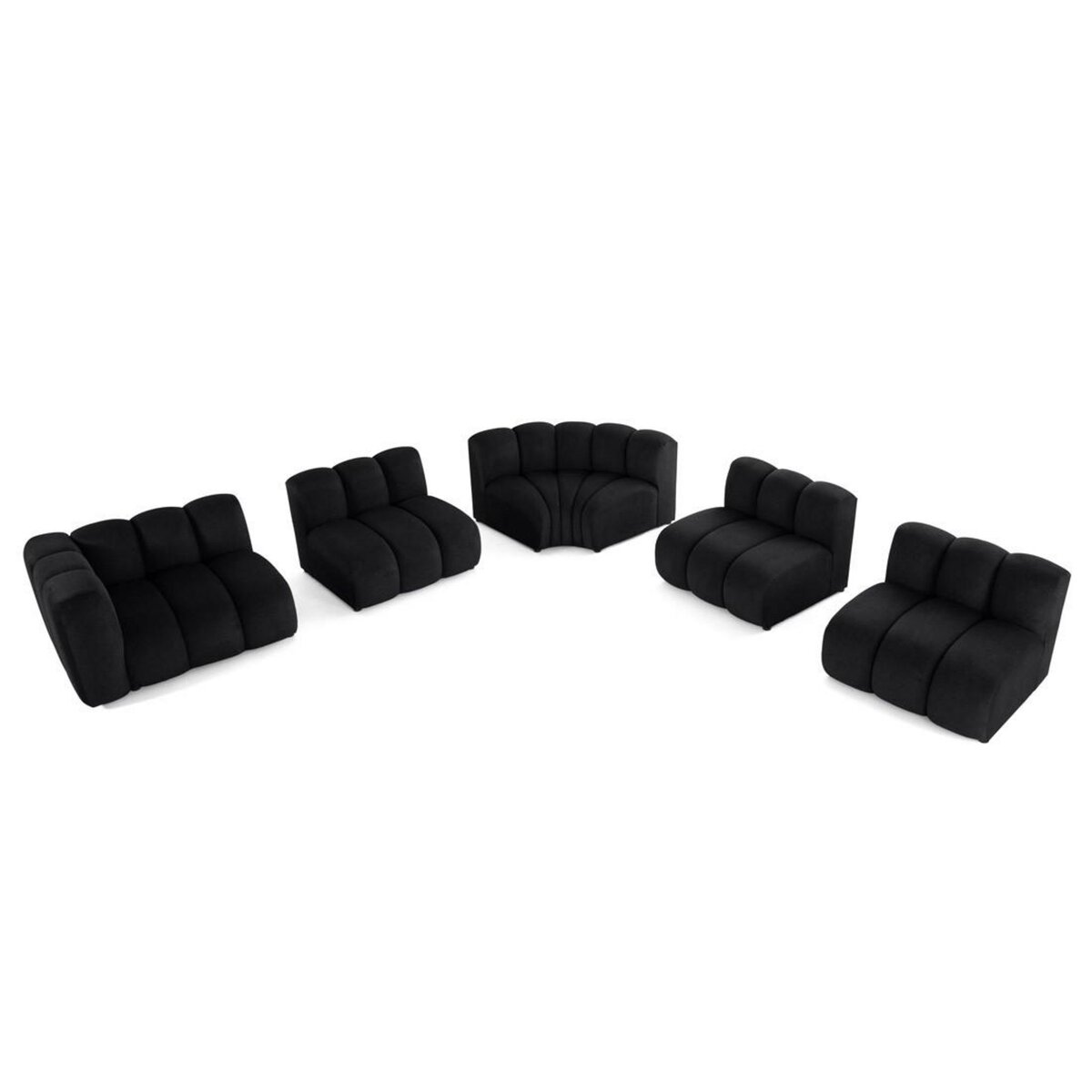 LISA DESIGN Debbie - canapé modulable d'angle droit 5 places en tissu texturé