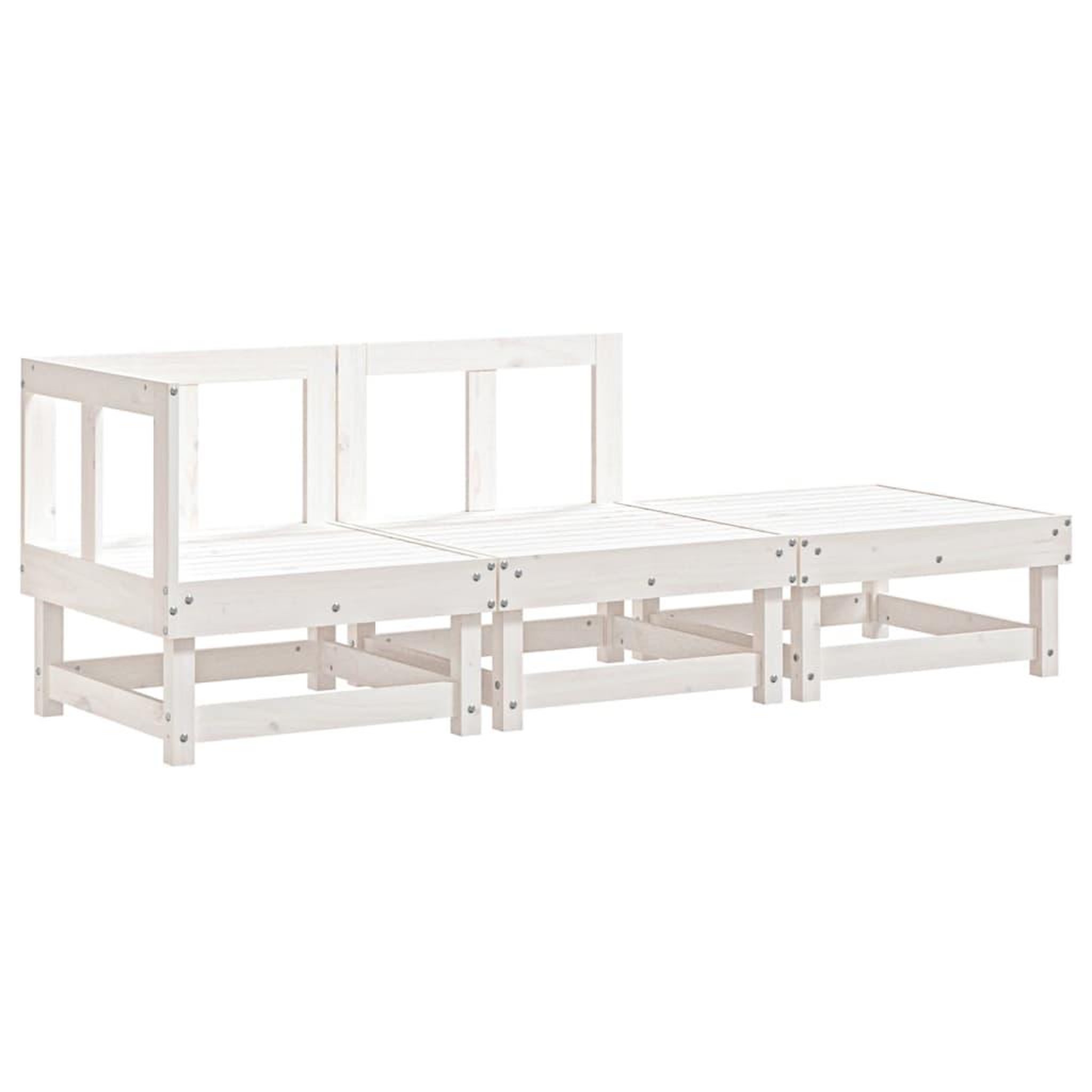 Voir la diapositive 2 : VIDAXL Salon de jardin 3 pcs blanc bois massif de pin