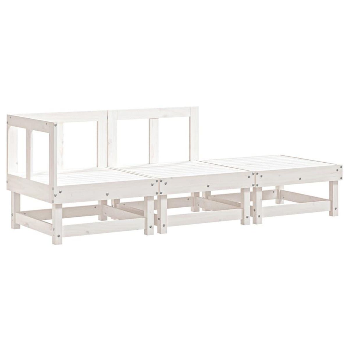 VIDAXL Salon de jardin 3 pcs blanc bois massif de pin