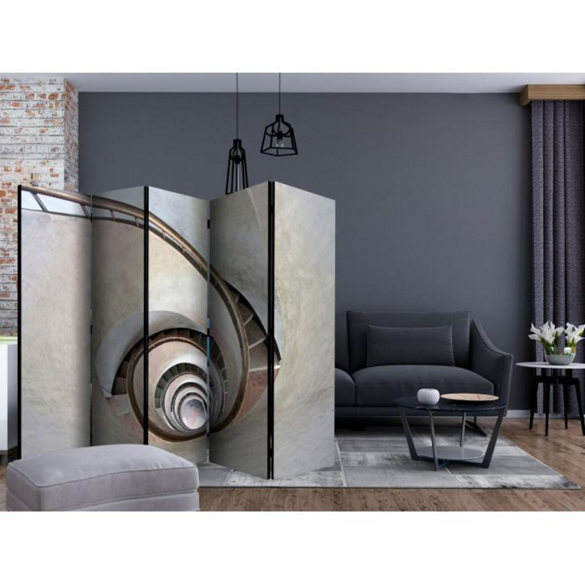 Paris Prix Paravent 5 Volets  White Spiral Stairs  172x225cm