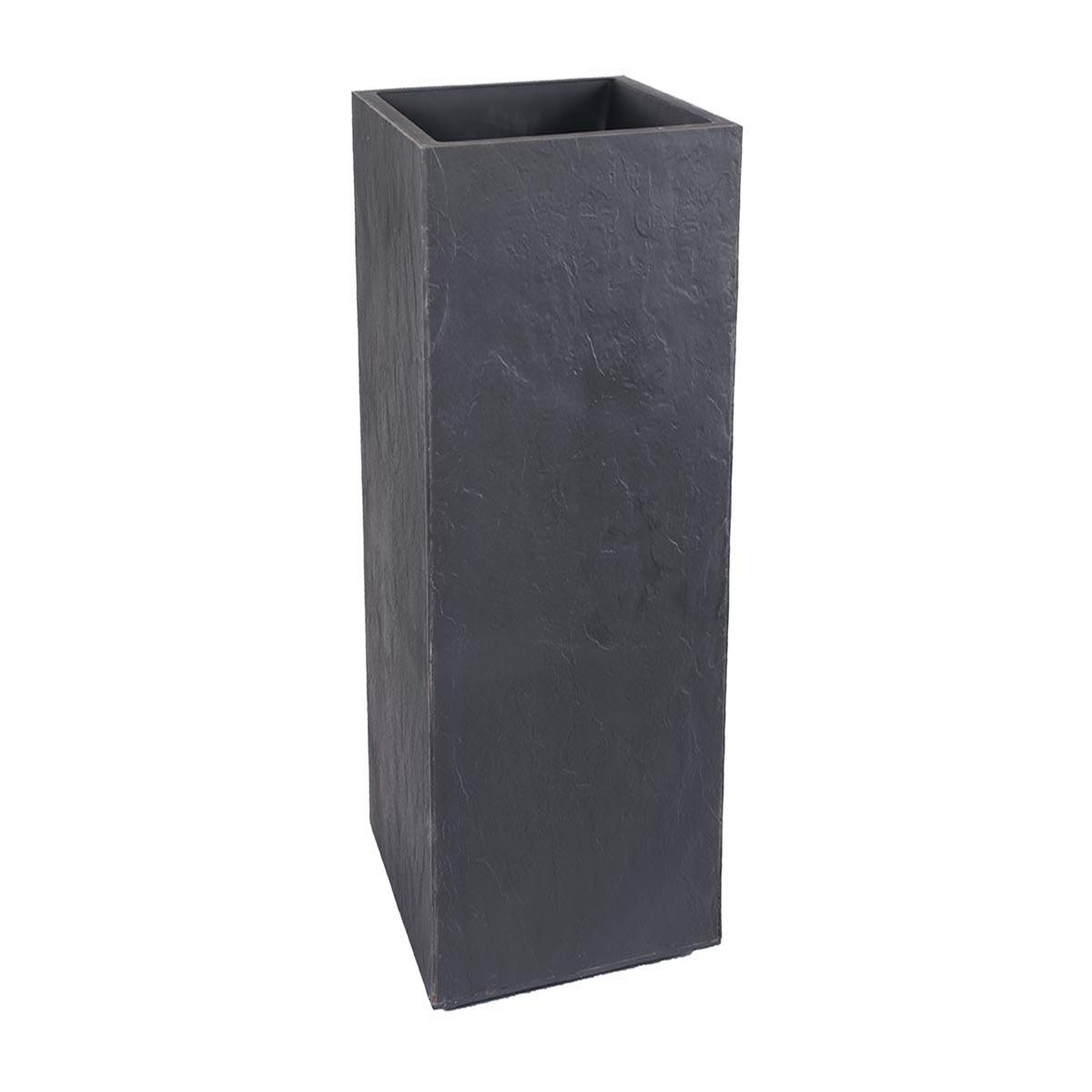 Eda Pot de fleurs carré haut volcania - 39,5 x 39,5 x 80 cm - 31 l - gris anthracite - eda