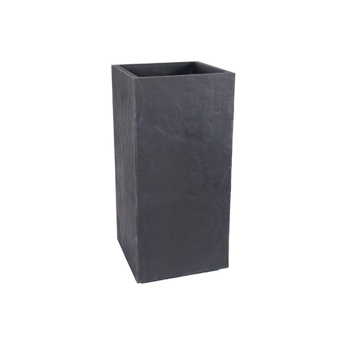 Eda Pot de fleurs carré Haut Volcania - 39,5 x 39,5 x 80 cm - 31 L - Gris anthracite - Eda