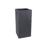 Eda Pot de fleurs carré Haut Volcania - 39,5 x 39,5 x 80 cm - 31 L - Gris anthracite - Eda