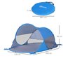Voir la diapositive 3 : OUTSUNNY Abri de plage tente de plage pliable pop-up automatique instantané protection UV fenêtre arrière grand tapis de sol bleu ciel