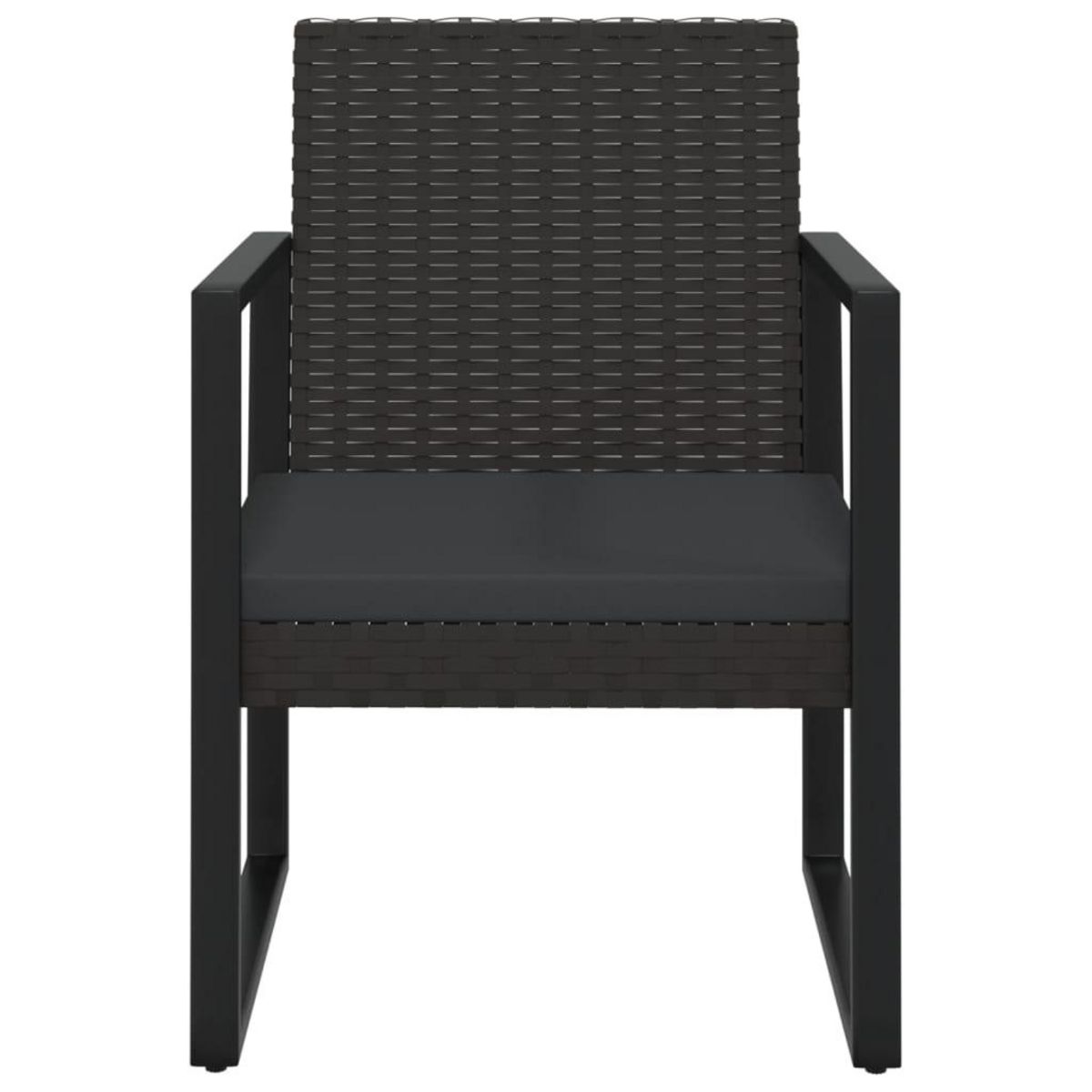 VIDAXL Salon de jardin 4 pcs avec coussins Noir Resine tressee