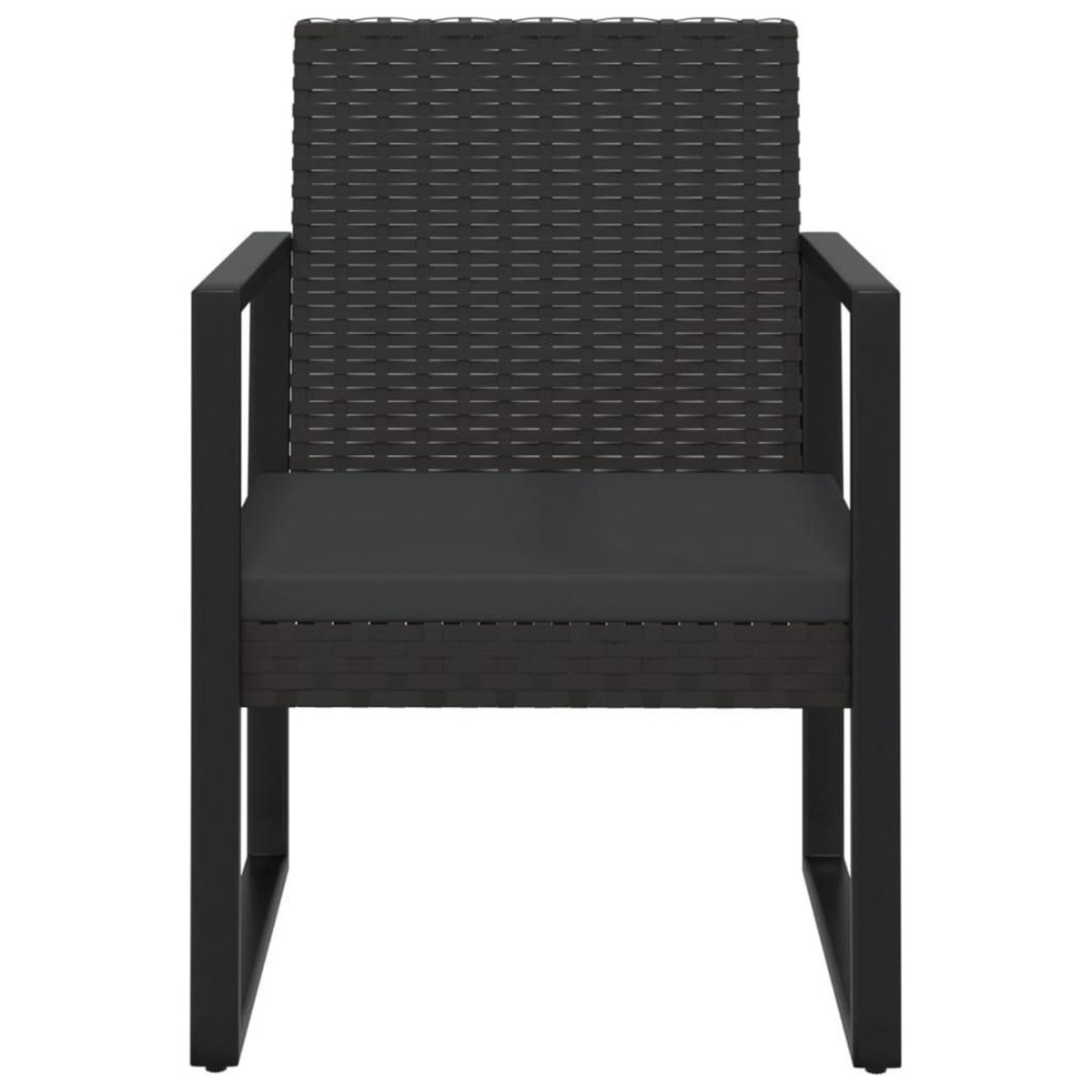 VIDAXL Salon de jardin 4 pcs avec coussins Noir Resine tressee