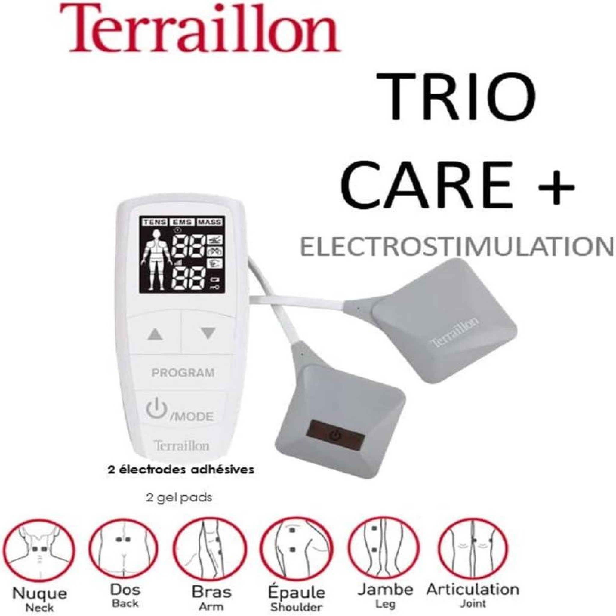Voir la diapositive 4 : Terraillon Electrostimulation 3 en 1 (ems/tens/mass) - triocare+