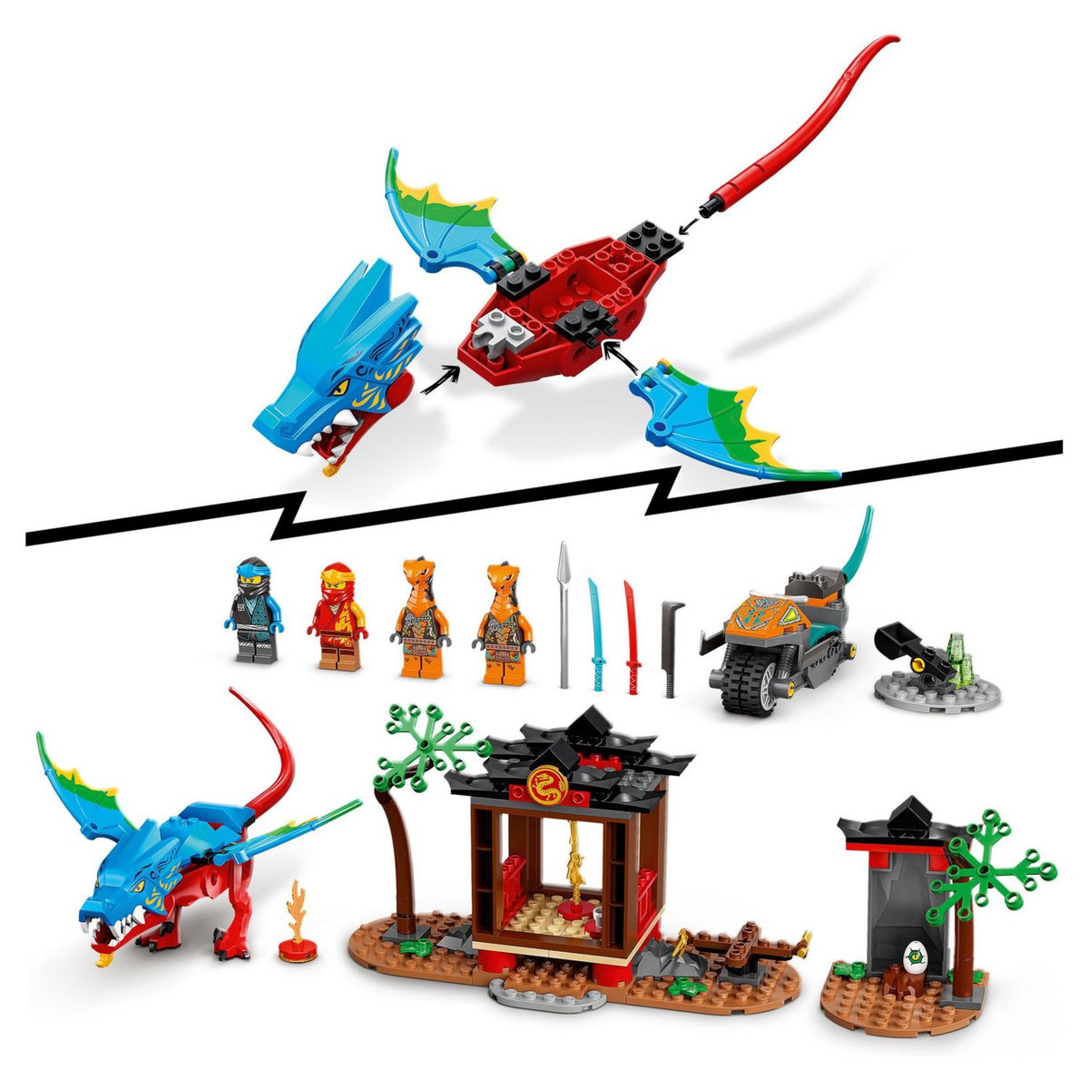 LEGO Ninjago 71759 Le temple du dragon ninja, Ensemble de Jouet et de Figurine avec Moto, Comprend la Figurine Nya pour Protéger le Temple