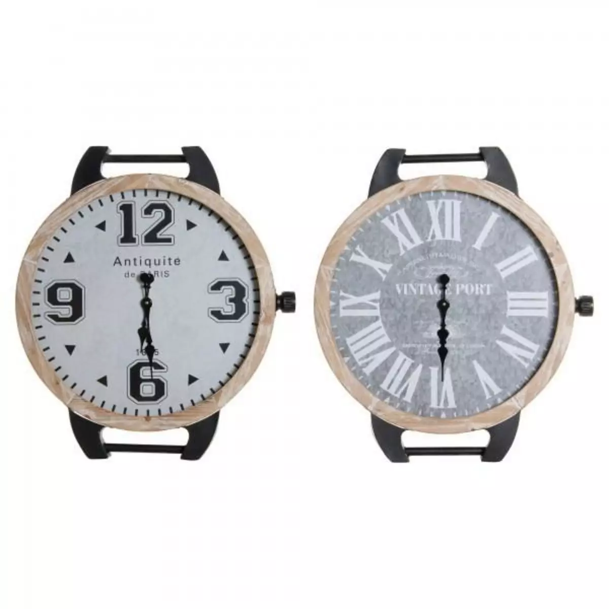 MARKET24 Horloge de table DKD Home Decor De poignet Noir Métal Verre (2 pcs) (65 x 7 x 74 cm)
