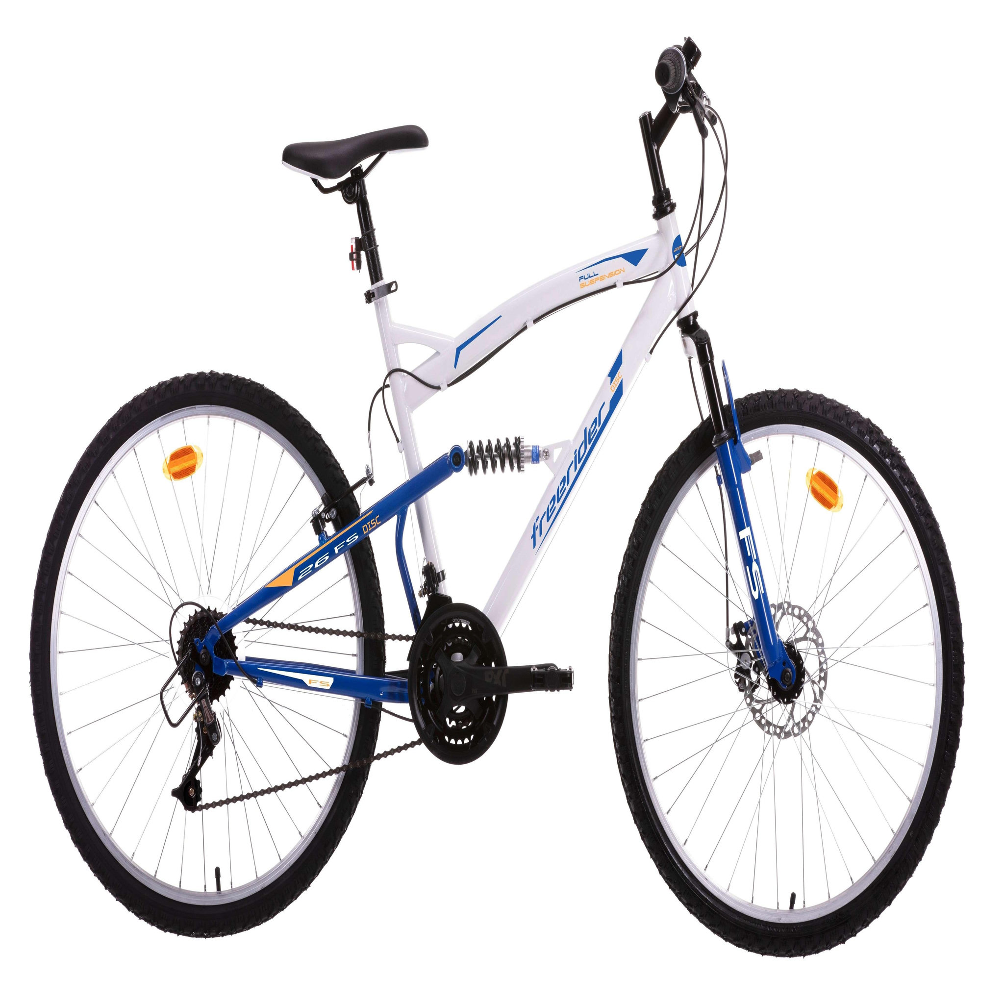 Voir la diapositive 1 : FREERIDER Vélo VTT 26'' Tout suspendu Homme  Freerider   - Fourche télescopique -  Frein  à disque avant et V Brake à l'arrière - 21 Vitesses - Shimano
