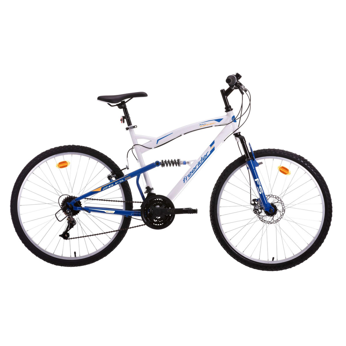 FREERIDER Vélo VTT 26'' Tout suspendu Homme  Freerider   - Fourche télescopique -  Frein  à disque avant et V Brake à l'arrière - 21 Vitesses - Shimano