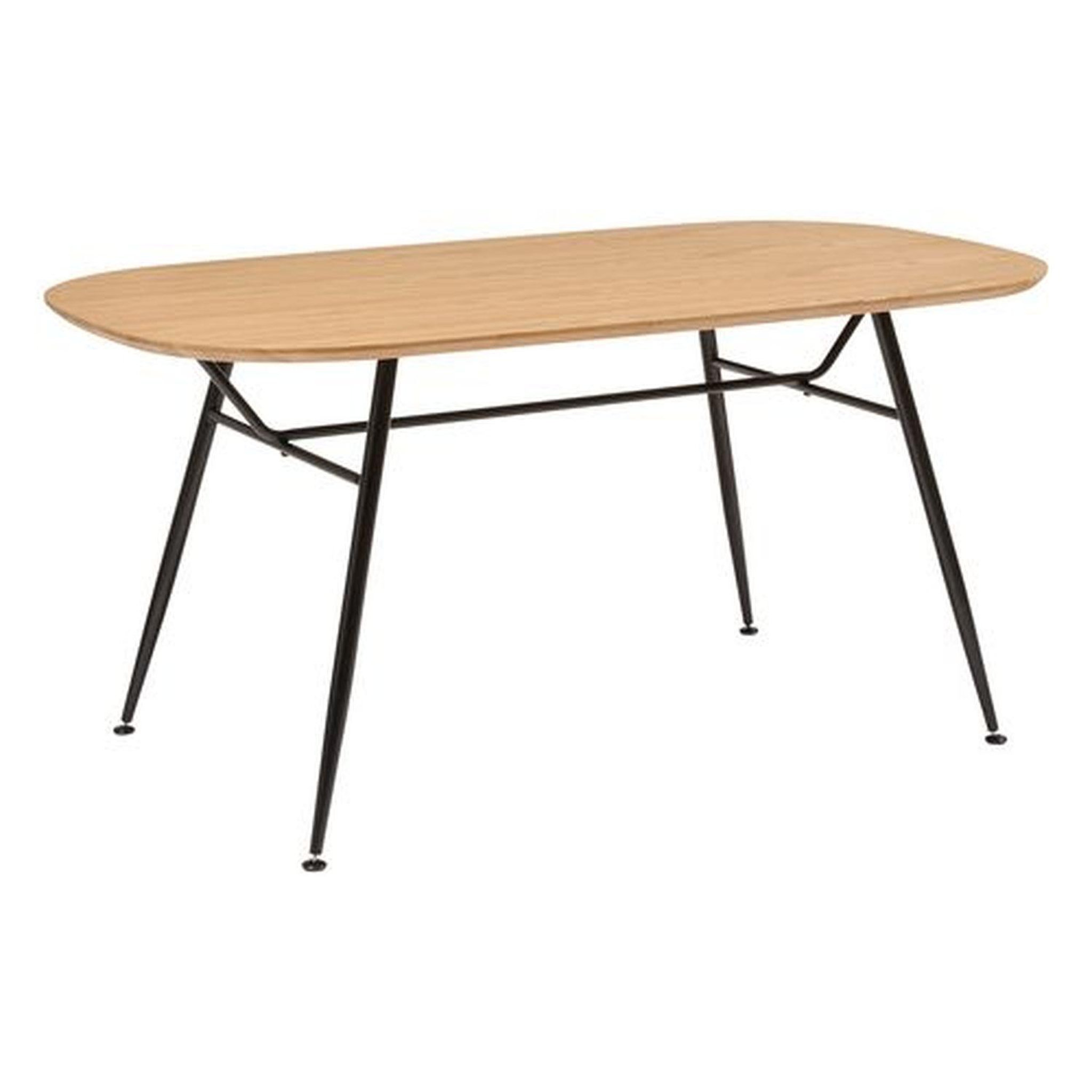 ATMOSPHERA Table à manger en bois et métal 6 personnes roxas - beige et noir