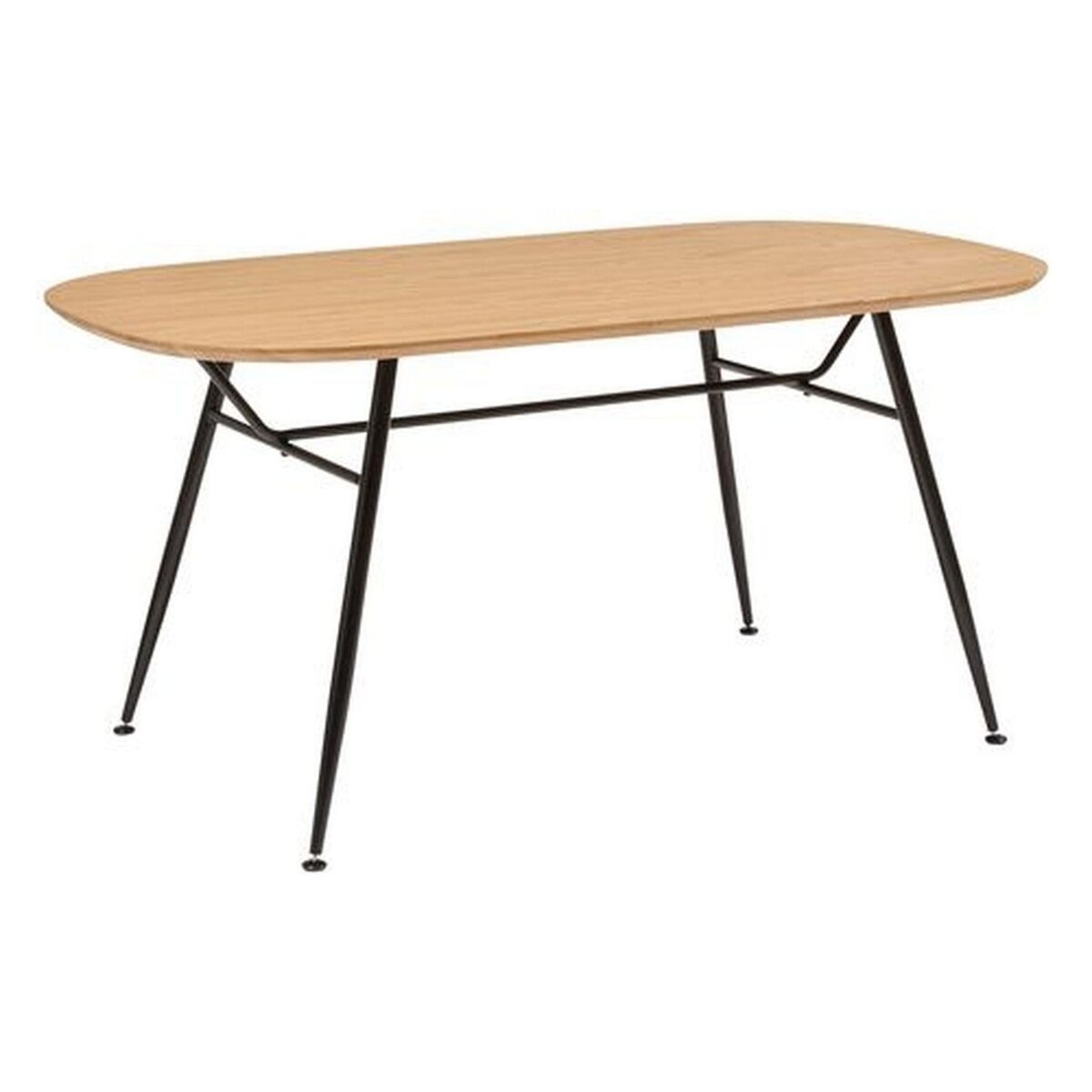 ATMOSPHERA Table à manger en bois et métal 6 personnes ROXAS - Beige et noir