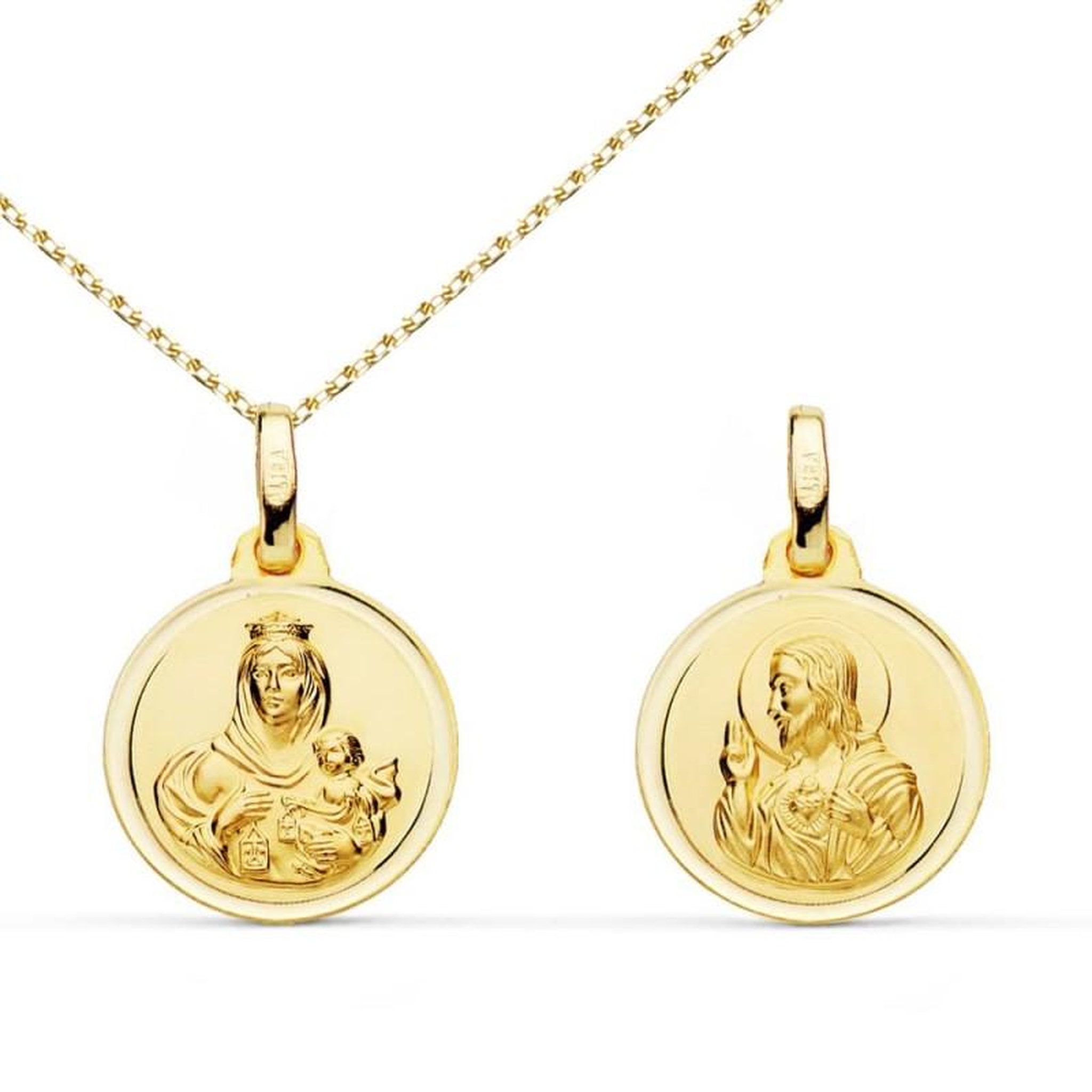 Voir la diapositive 1 : L'ATELIER D'AZUR Collier - Médaille Scapulaire Or Jaune - Chaîne Dorée