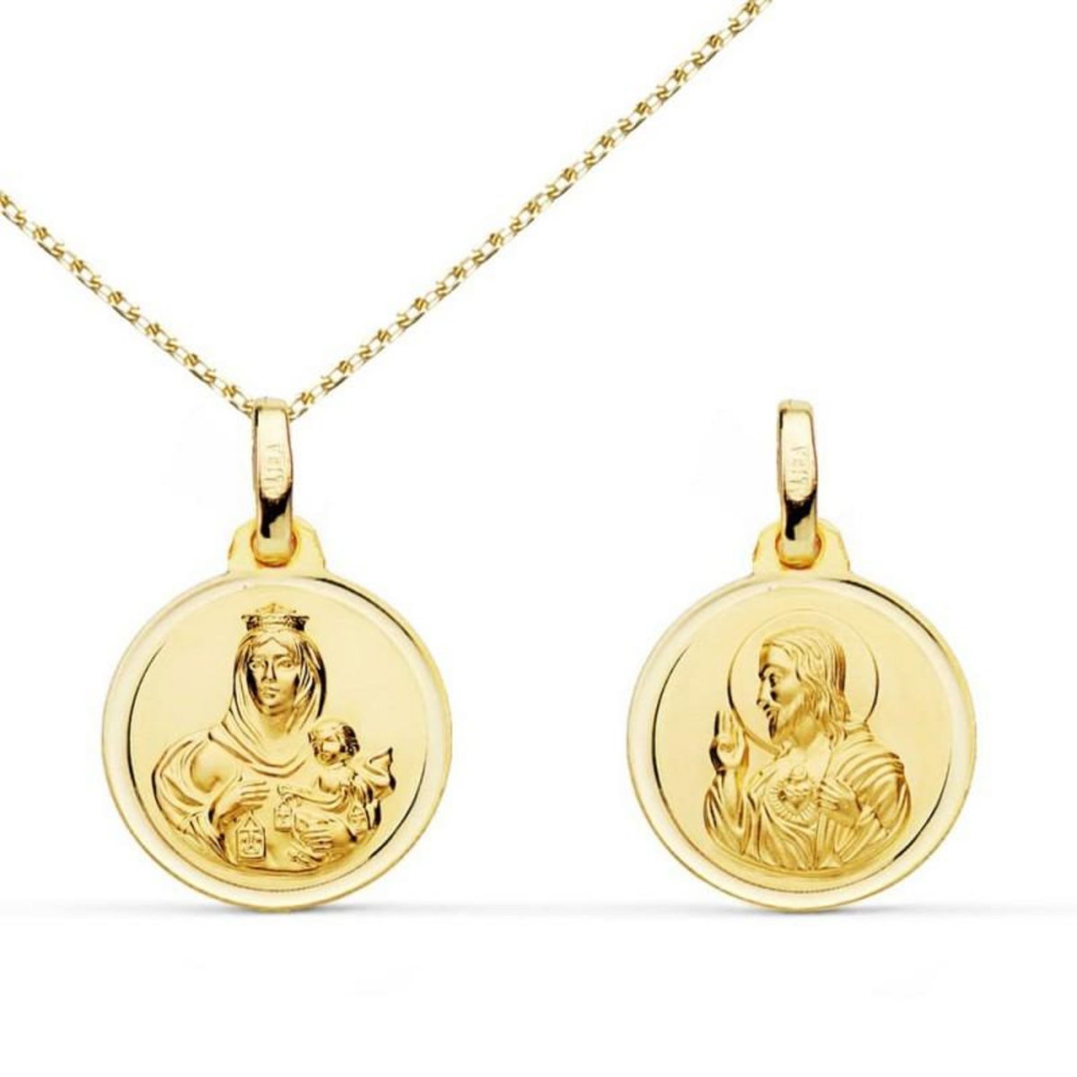 L'ATELIER D'AZUR Collier - Médaille Scapulaire Or Jaune - Chaîne Dorée