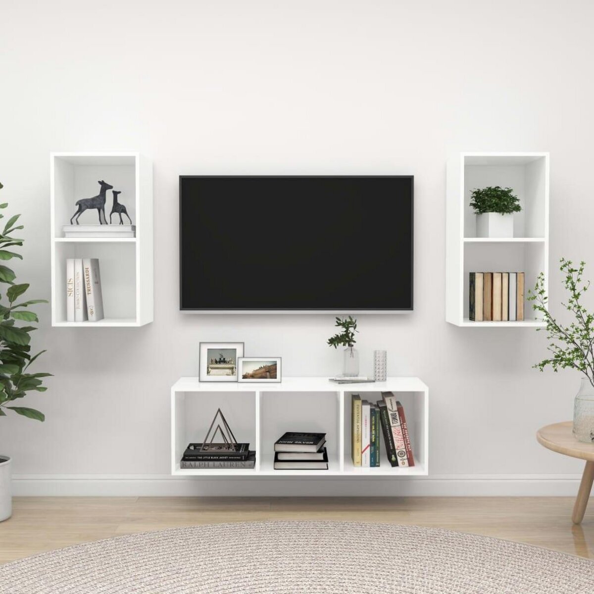 VIDAXL Ensemble de meuble TV 3 pcs Blanc Bois d'ingenierie