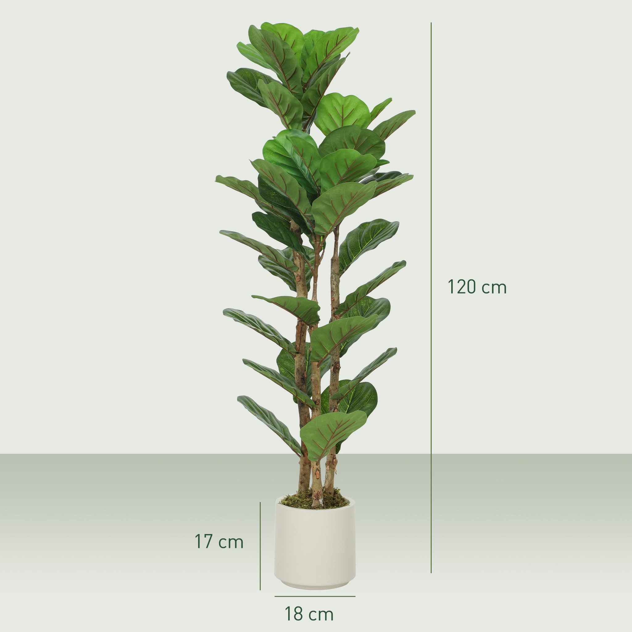 Voir la diapositive 3 : HOMCOM Arbre artificiel plante artificiel figuier lyre H.1,2 m vrais troncs 45 feuilles grand réalisme