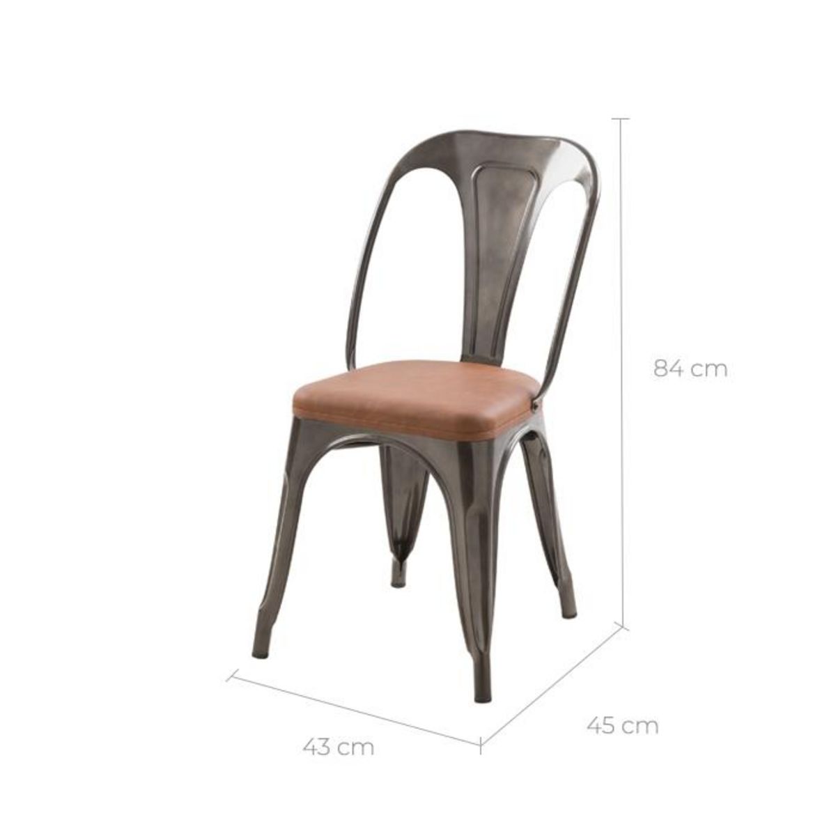 Rendez vous déco Lot de 2 chaises en métal noir et cuir synthétique marron - Charly