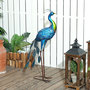 Voir la diapositive 2 : OUTSUNNY Statue de jardin paon H. 83 cm - décoration de jardin - métal bleu