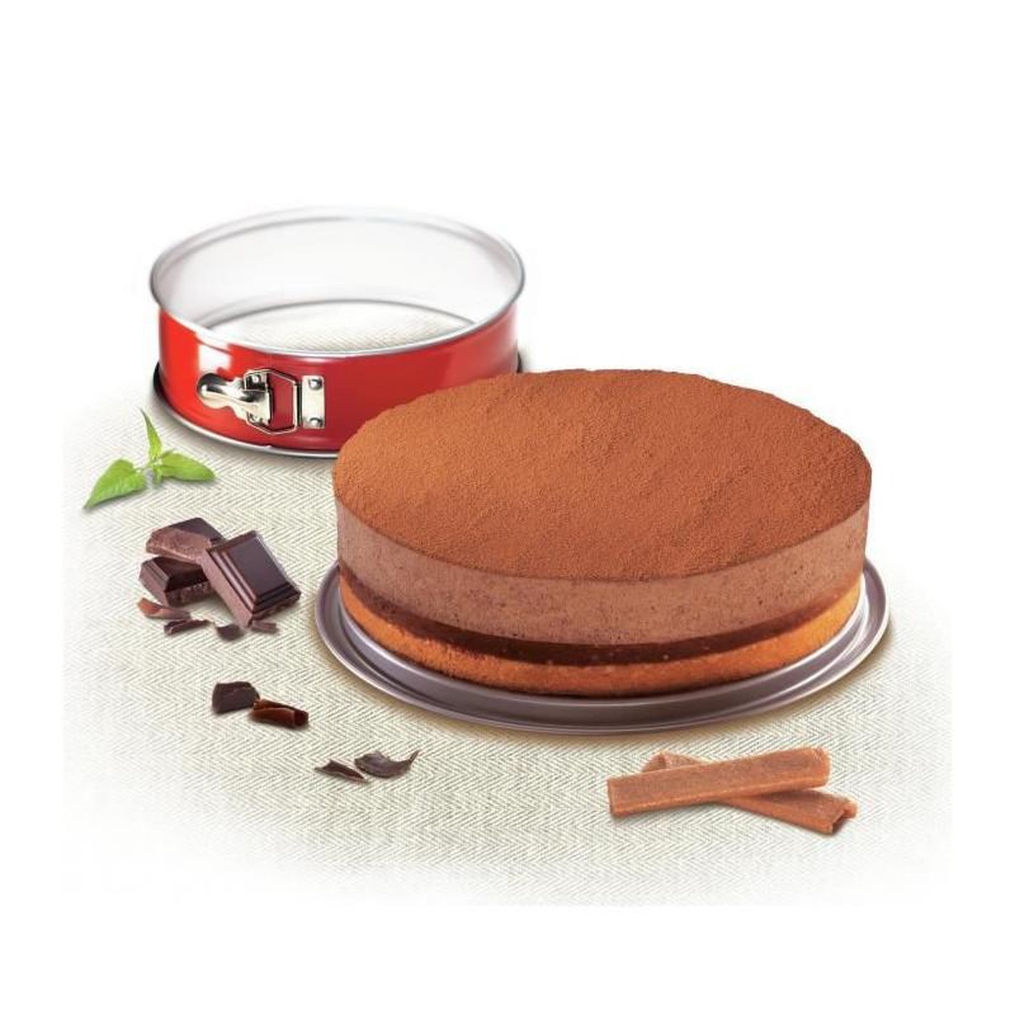 Voir la diapositive 4 : TEFAL TEFAL Moule a charniere Delibake en acier - O 27 cm - Rouge et gris