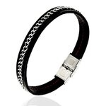 L'ATELIER D'AZUR Bracelet Acier et Cuir - Homme