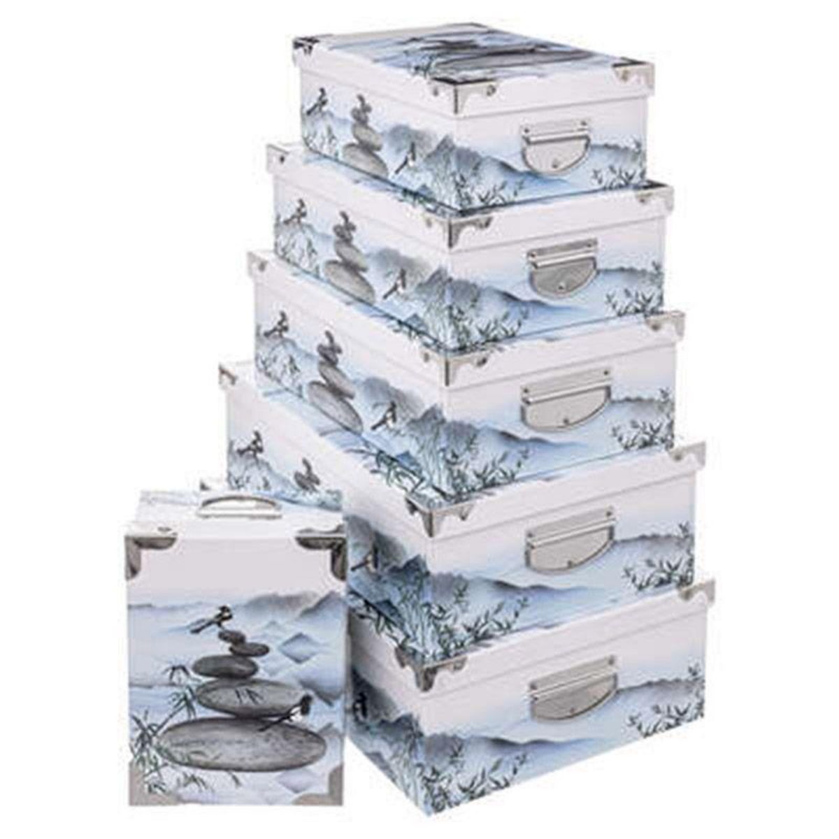  Lot de 6 Boîtes de Rangement  Zen  48cm Bleu