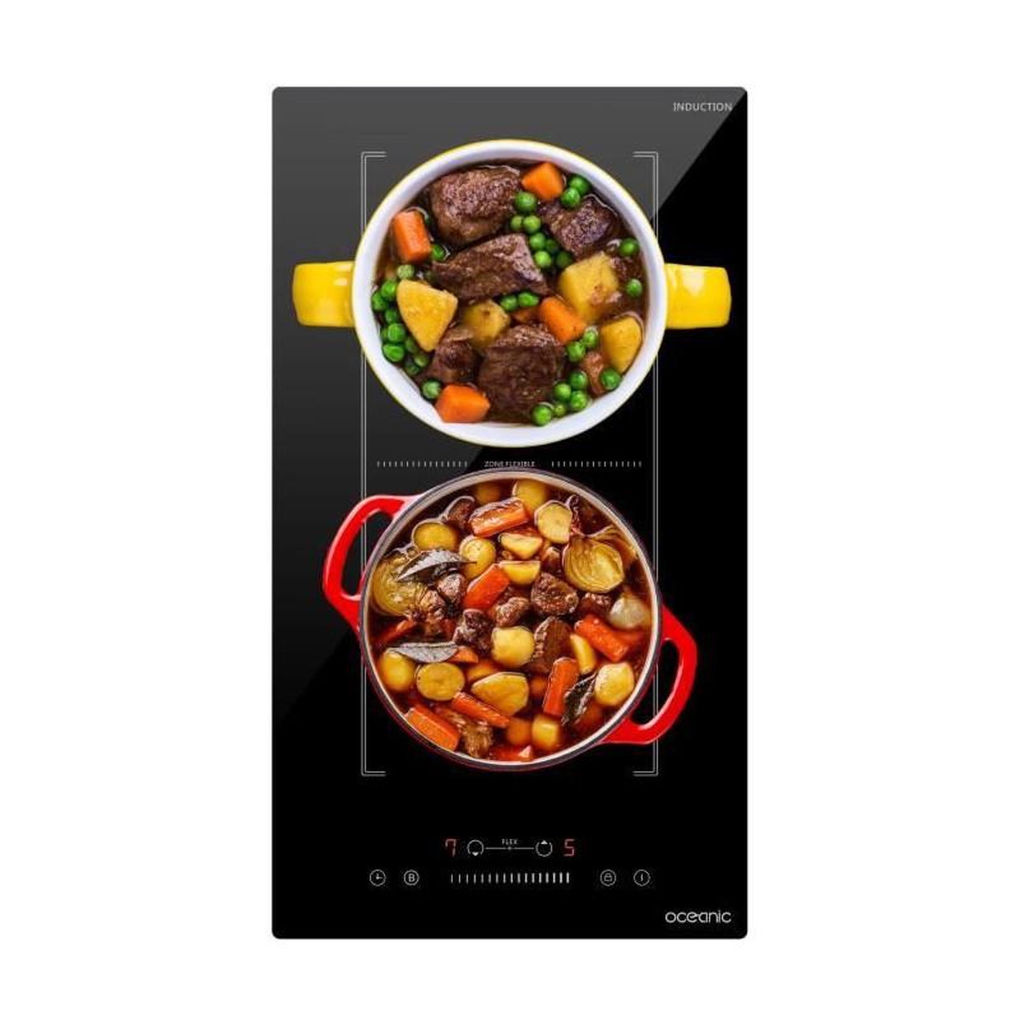 Voir la diapositive 5 : OCEANIC Domino induction encastrable - OCEANIC - OCEATI2Z2BF - Flex 2 feux - 3600 W - Noir