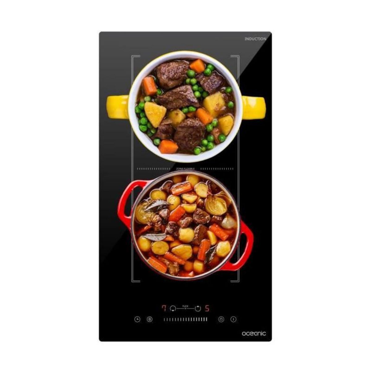 OCEANIC Domino induction encastrable - OCEANIC - OCEATI2Z2BF - Flex 2 feux - 3600 W - Noir