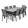 SWEEEK Salon de jardin table extensible - Washington  - Table en aluminium 200/300cm, 8 fauteuils en textilène