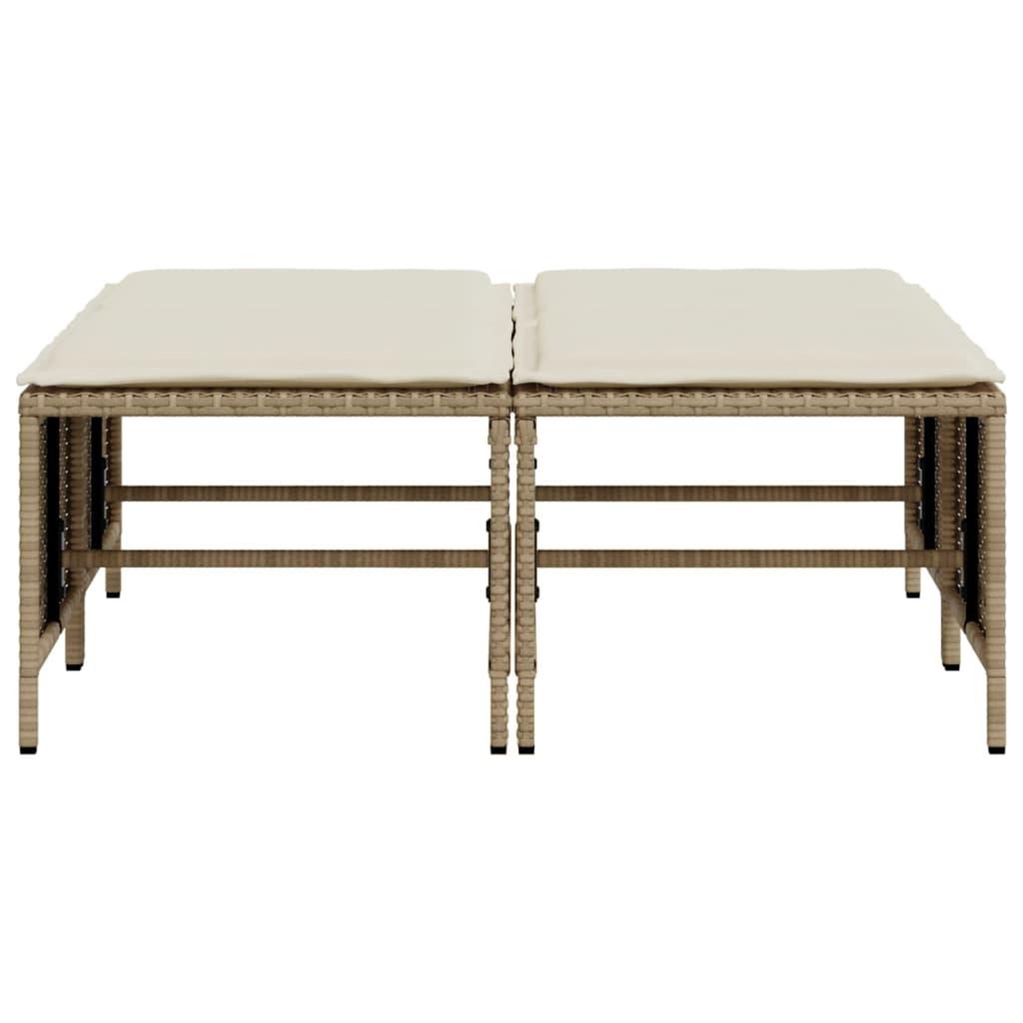 Voir la diapositive 4 : VIDAXL Tabourets de jardin avec coussins lot de 4 beige resine tressee