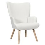 The Home Deco Factory Fauteuil de salon en bouclette RHEA. Coloris disponibles : Marron, Blanc