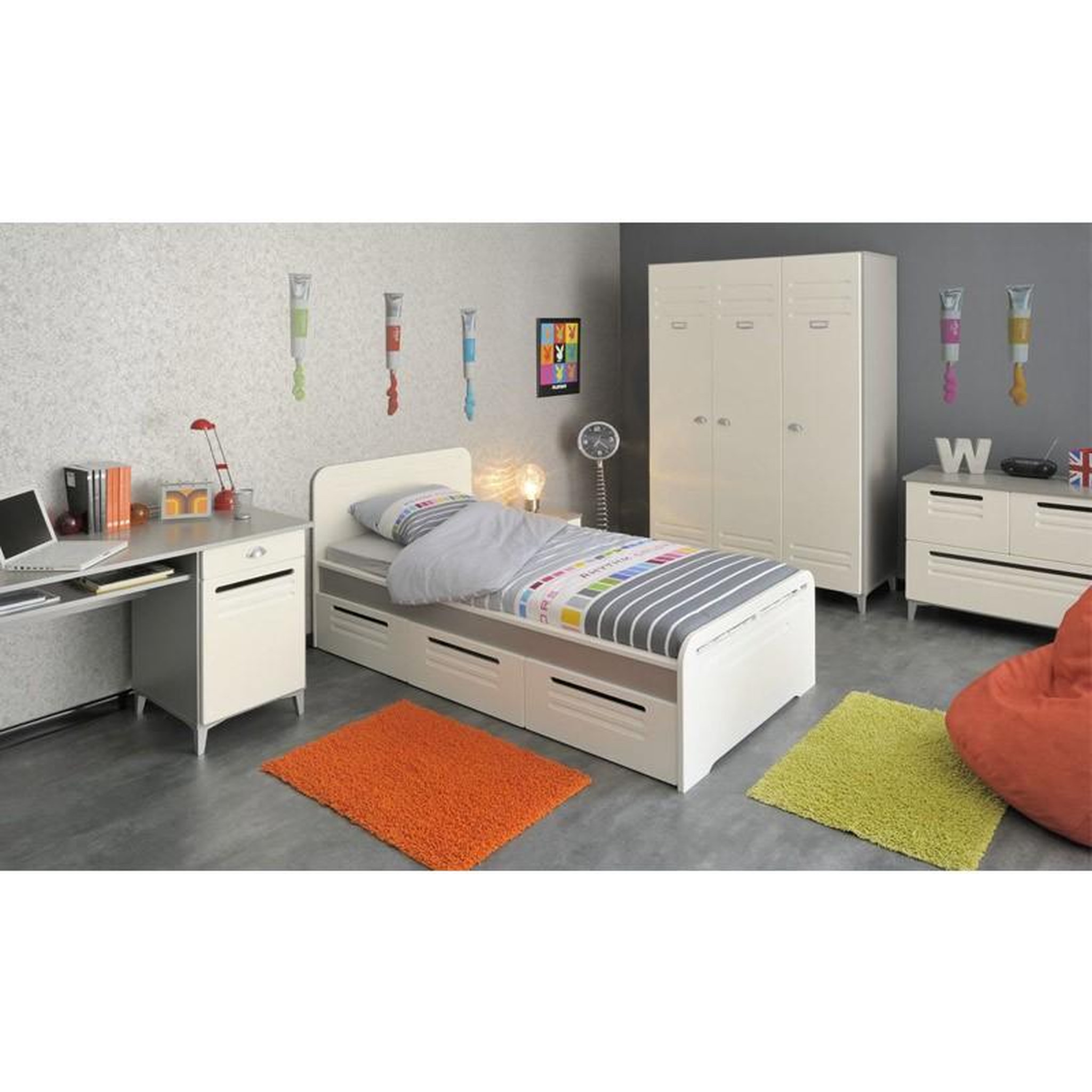 Voir la diapositive 5 : Paris Prix Tiroirs de Lit Enfant  Loft  Blanc